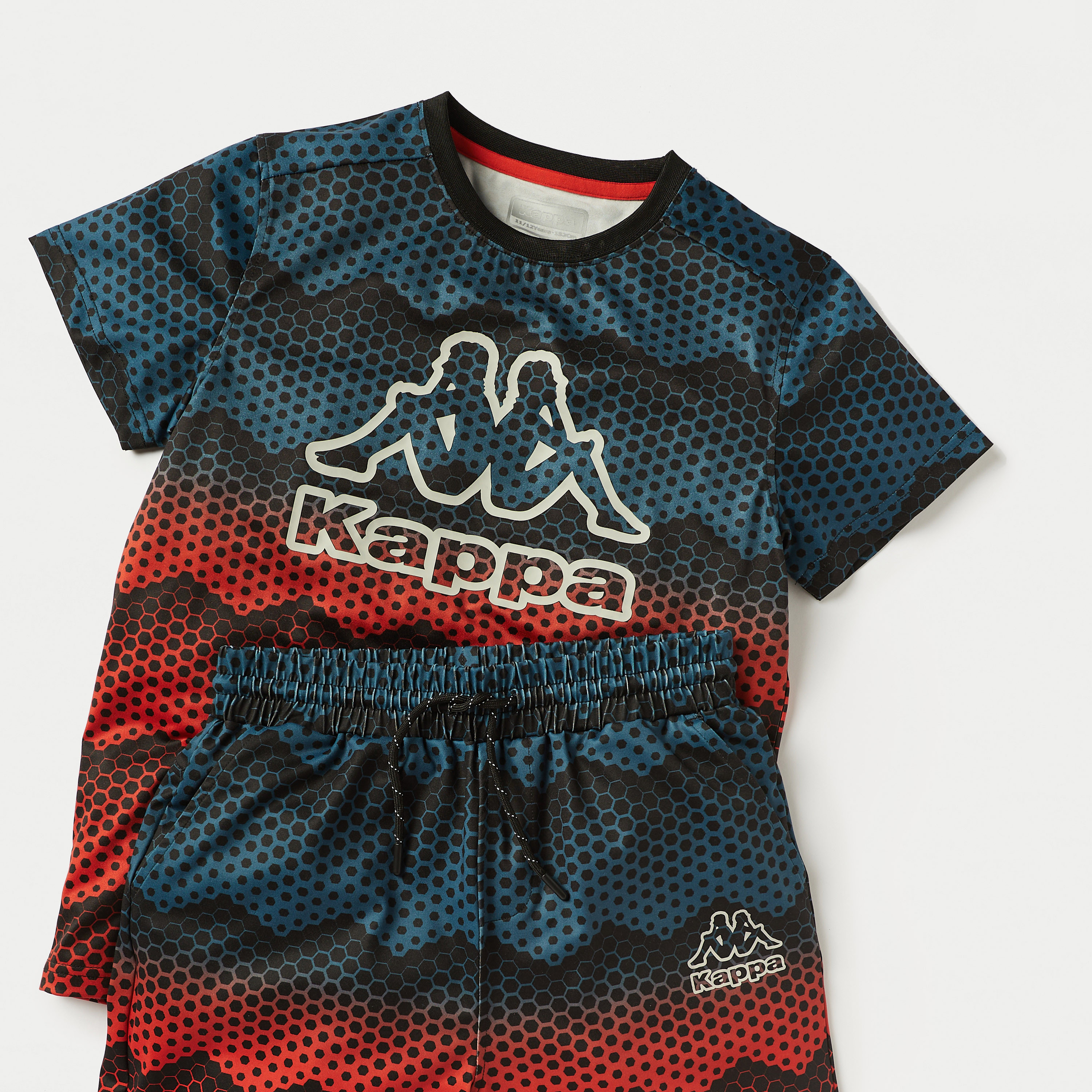 Kappa All-Over Graphic Print T-shirt and Elasticated Shorts Set-boys-clothing-setsandcoords-image-4