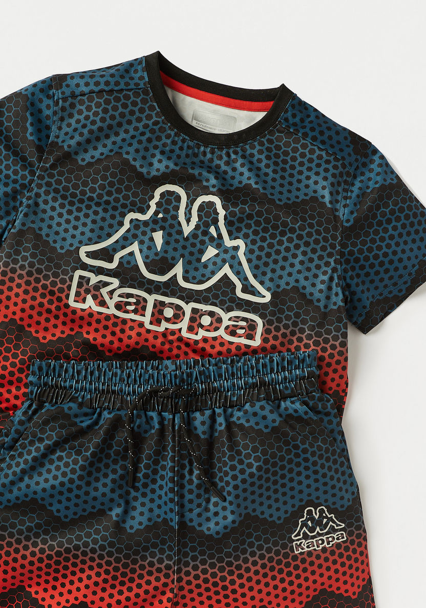Kappa All-Over Graphic Print T-shirt and Elasticated Shorts Set-Clothes Sets-image-3