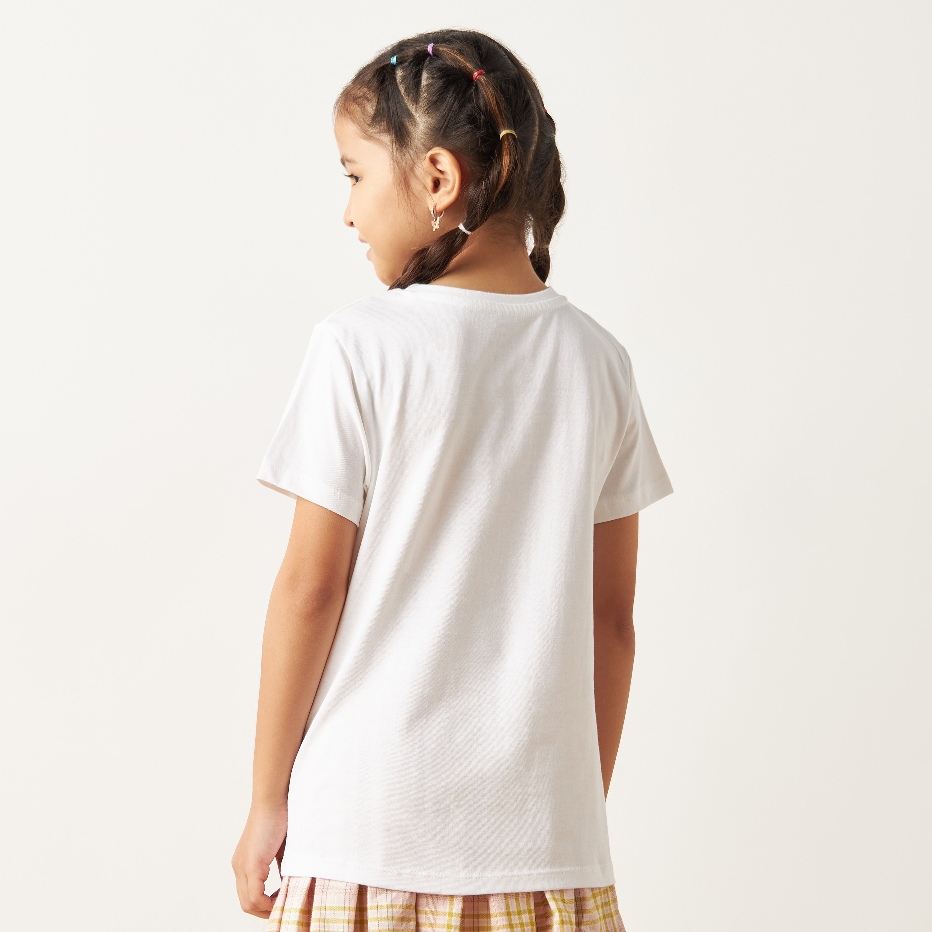 Juniors Graphic Print T-shirt with Short Sleeves-girls-clothing-tshirts-image-4