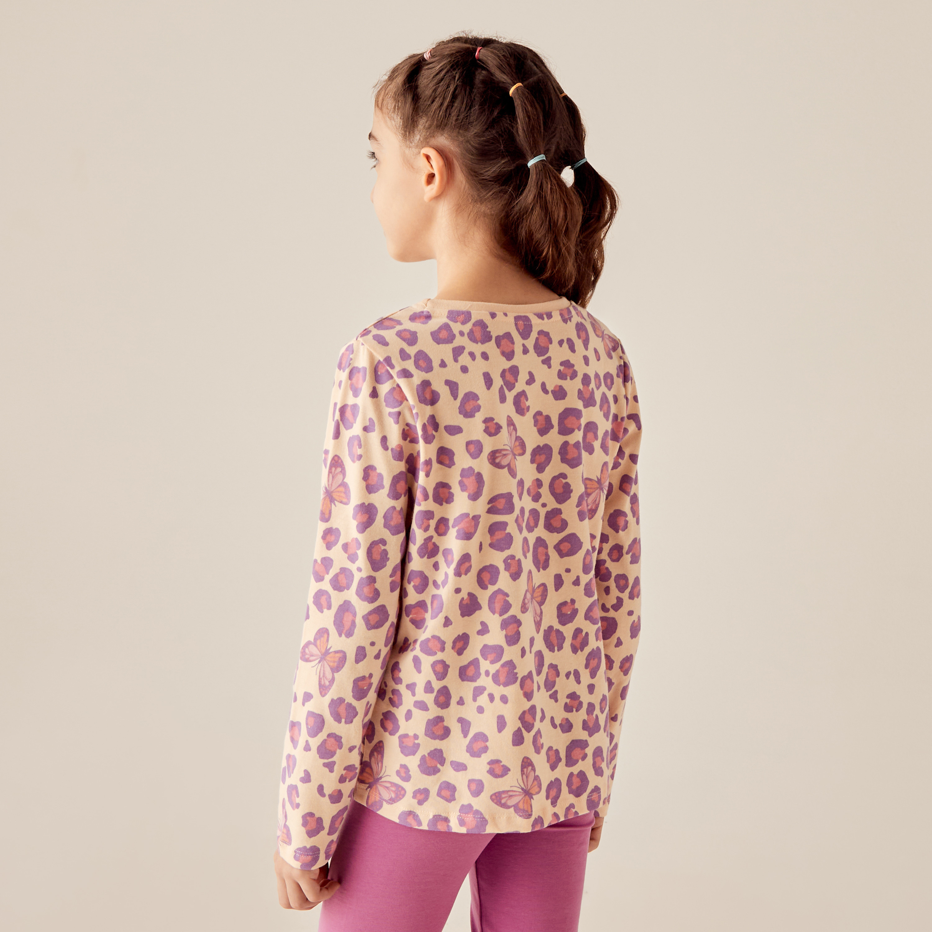 Juniors All-Over Animal Print T-shirt with Long Sleeves-girls-clothing-tshirts-image-4