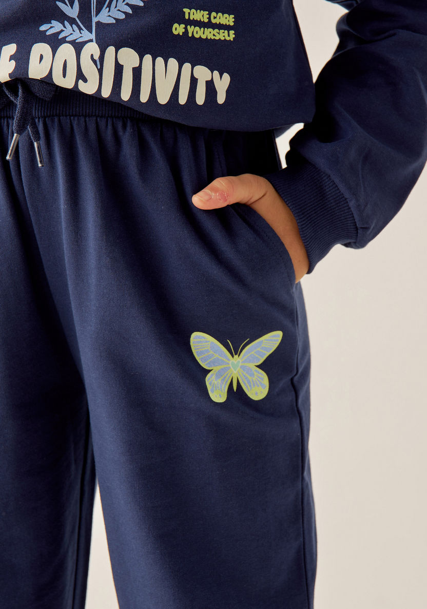 Juniors Butterfly Print Joggers with Drawstring Closure and Pockets-Joggers-image-2