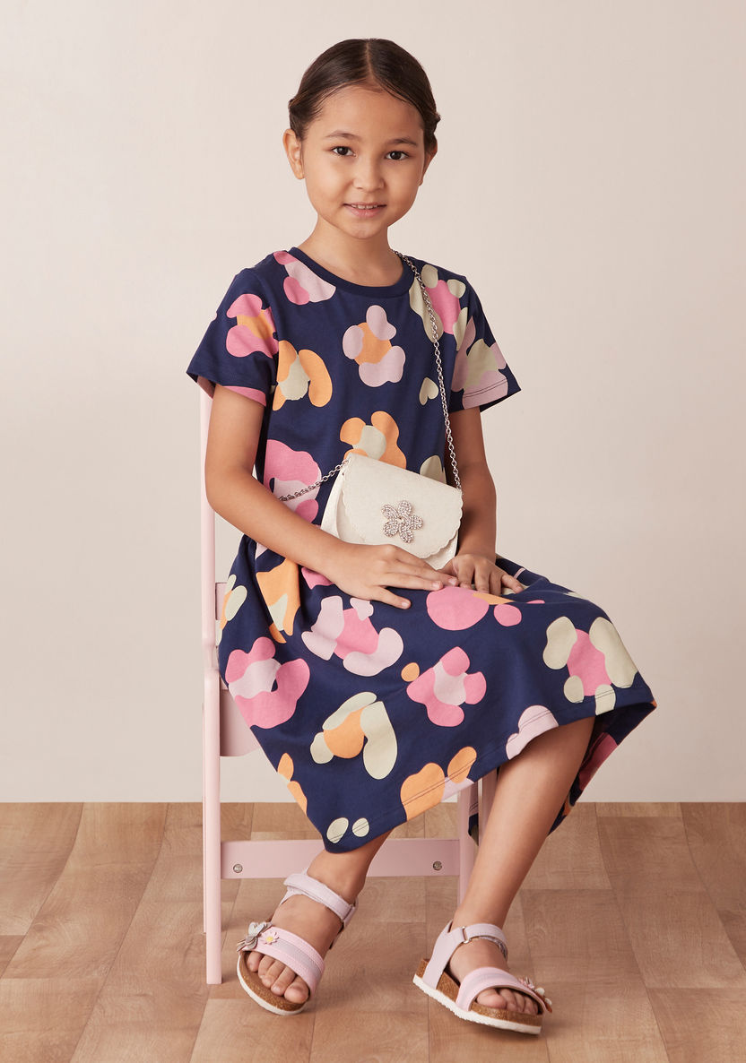 Juniors All-Over Print Dress with Short Sleeves-Dresses%2C Gowns and Frocks-image-0