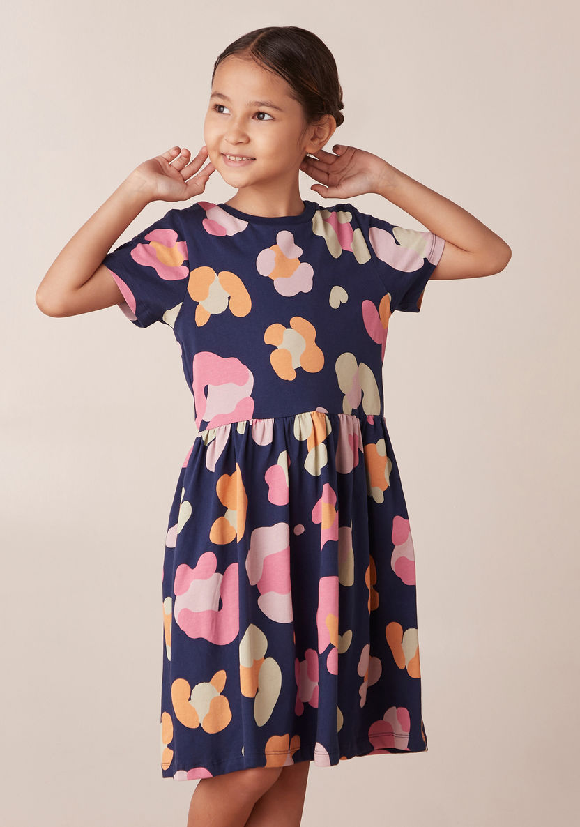 Juniors All-Over Print Dress with Short Sleeves-Dresses%2C Gowns and Frocks-image-1