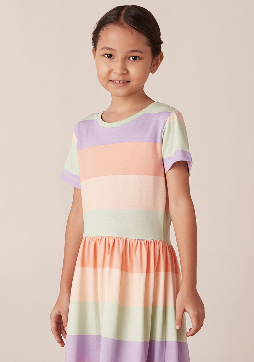 Juniors Striped Dress with Short Sleeves-Dresses%2C Gowns and Frocks-image-2
