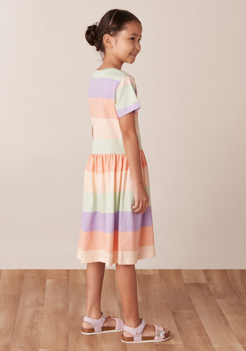 Juniors Striped Dress with Short Sleeves-Dresses%2C Gowns and Frocks-image-3