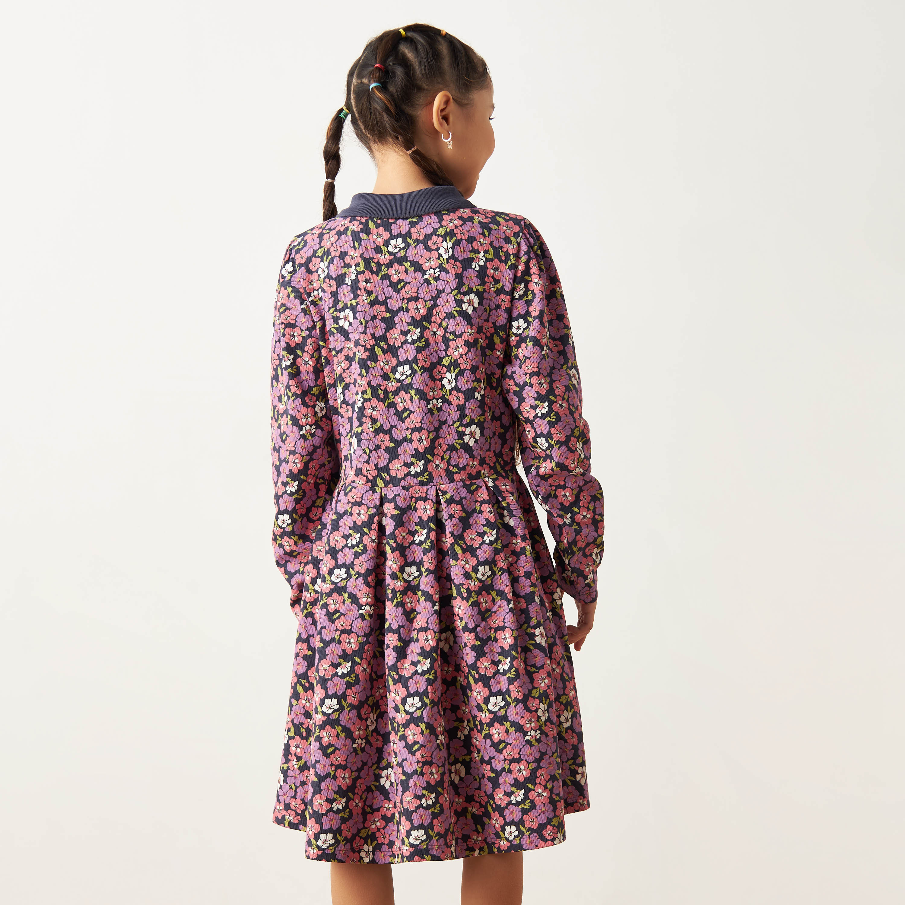 Juniors All-Over Floral Print Polo Dress with Long Sleeves-girls-clothing-dressesandjumpsuits-image-4