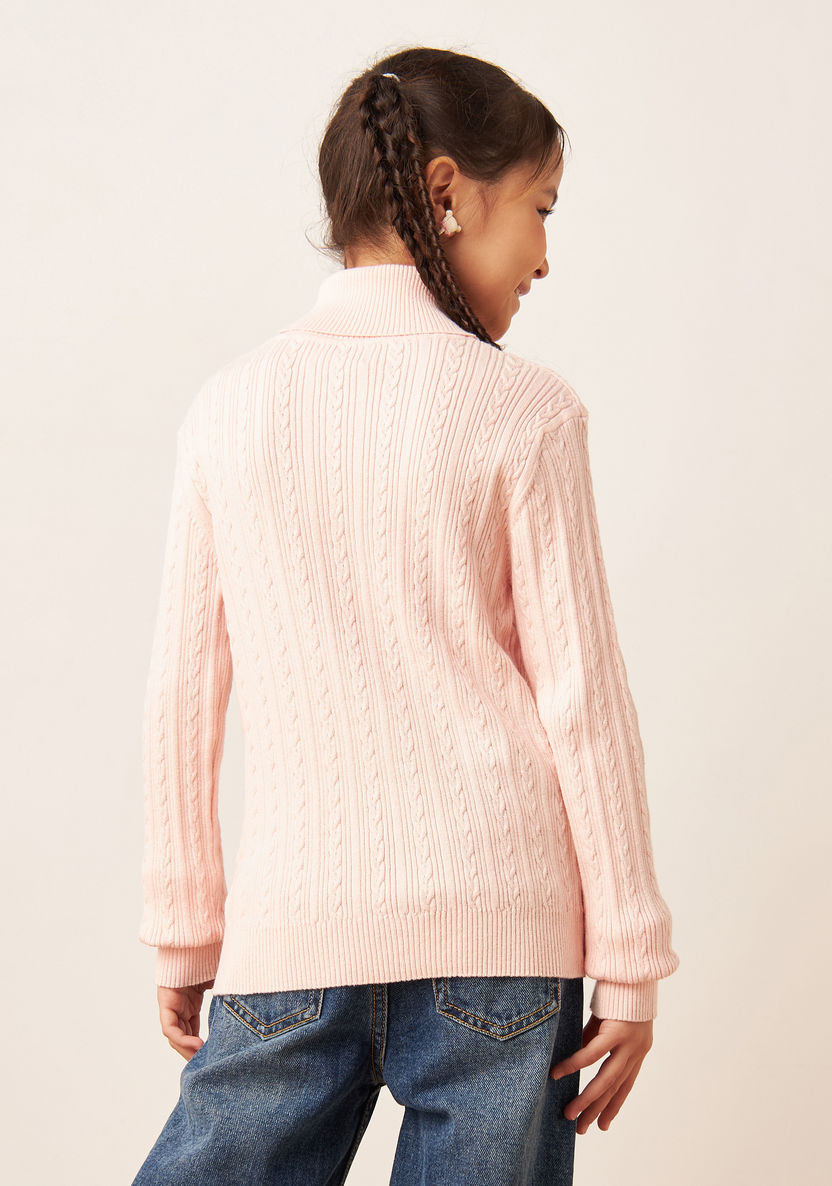 Juniors Textured Pullover with Turtle Neck and Long Sleeves-Sweaters and Cardigans-image-2