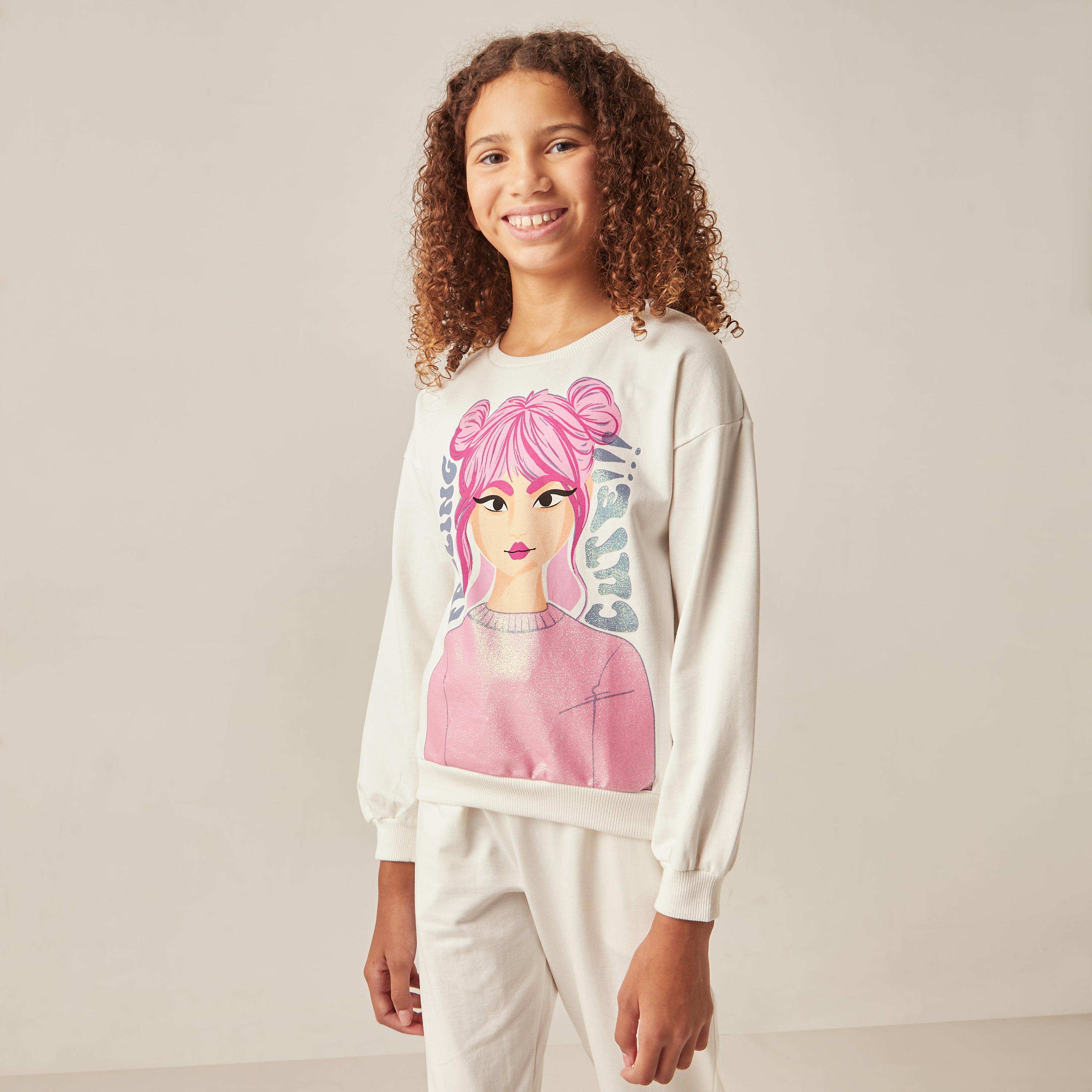 سويت شيرت بأكمام طويلة وطبعات من جونيورز-girls-clothing-sweatshirts-image-1