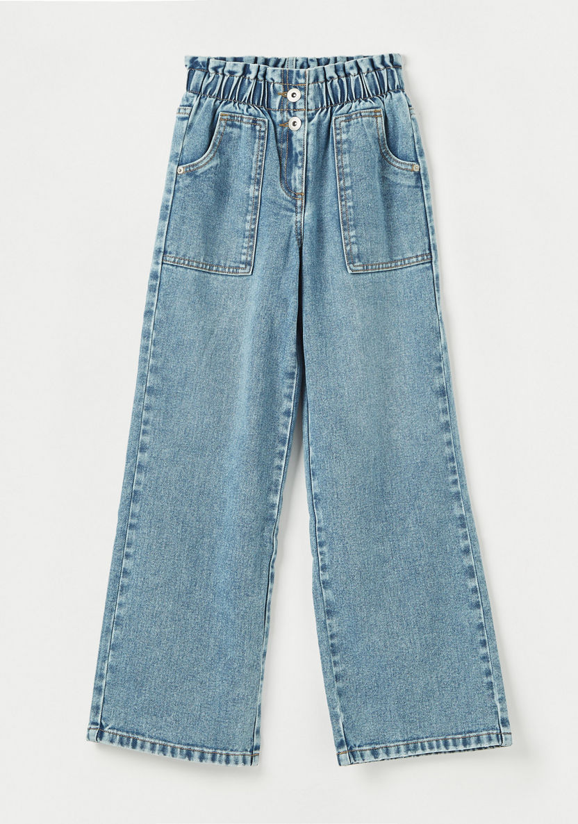 Juniors Girls' Flared Jeans with Paper Bag Waist-Jeans and Jeggings-image-0