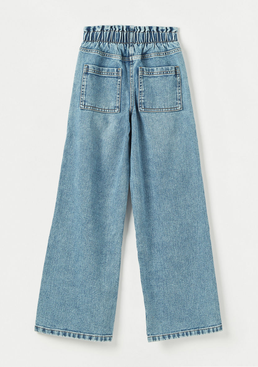Juniors Girls' Flared Jeans with Paper Bag Waist-Jeans and Jeggings-image-3