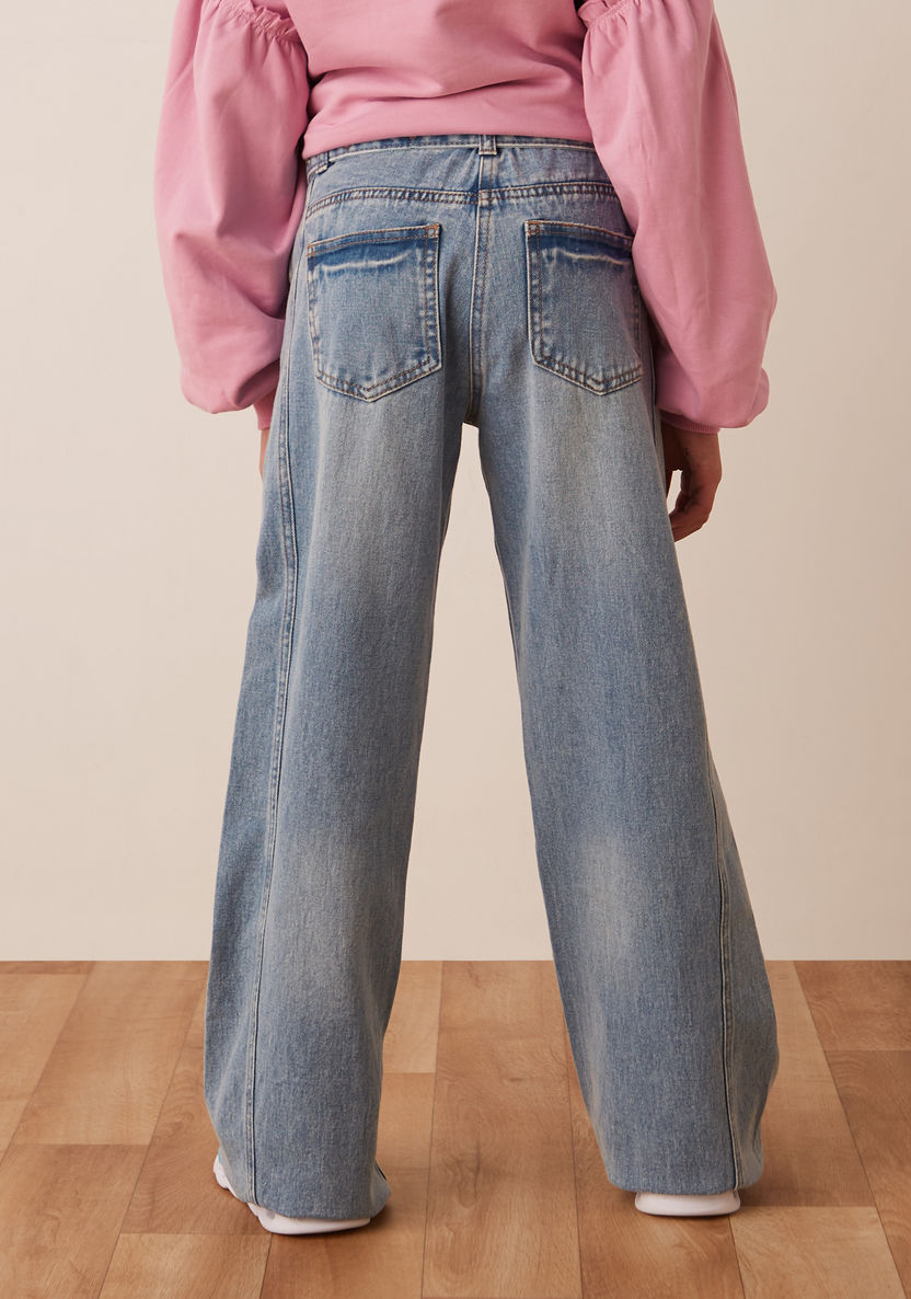 Juniors Girls' Jeans with Tie-Up Belt-Pants-image-2