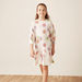 Juniors All-Over Floral Print Dress with 3/4 Sleeves-Dresses%2C Gowns and Frocks-thumbnailMobile-1