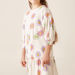 Juniors All-Over Floral Print Dress with 3/4 Sleeves-Dresses%2C Gowns and Frocks-thumbnailMobile-2