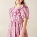 Juniors All-Over Floral Print Dress with Ruffle Detail and Short Puff Sleeves-Dresses%2C Gowns and Frocks-thumbnail-3