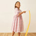 Juniors Checked Dress with Puff Sleeves and Button Closure-Dresses%2C Gowns and Frocks-thumbnail-1