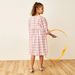 Juniors Checked Dress with Puff Sleeves and Button Closure-Dresses%2C Gowns and Frocks-thumbnailMobile-3