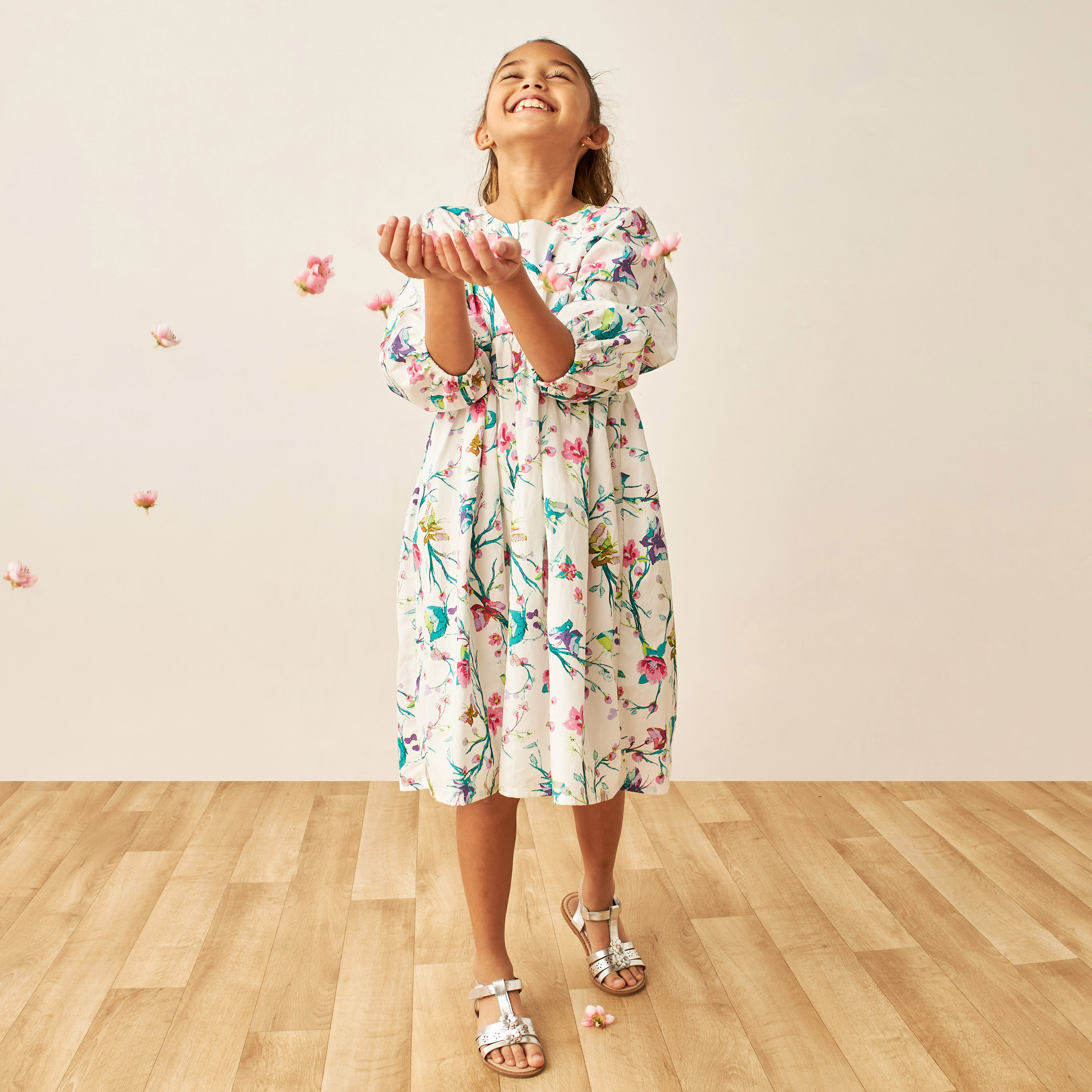 Juniors All-Over Floral Print Dress with Button Closure-girls-clothing-dressesandjumpsuits-image-1