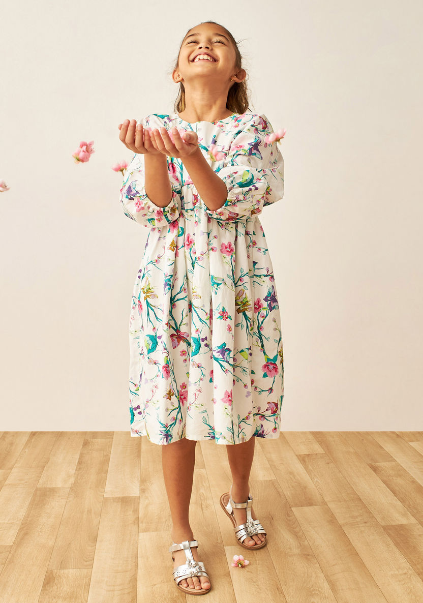 Juniors All-Over Floral Print Dress with Button Closure-Dresses%2C Gowns and Frocks-image-0