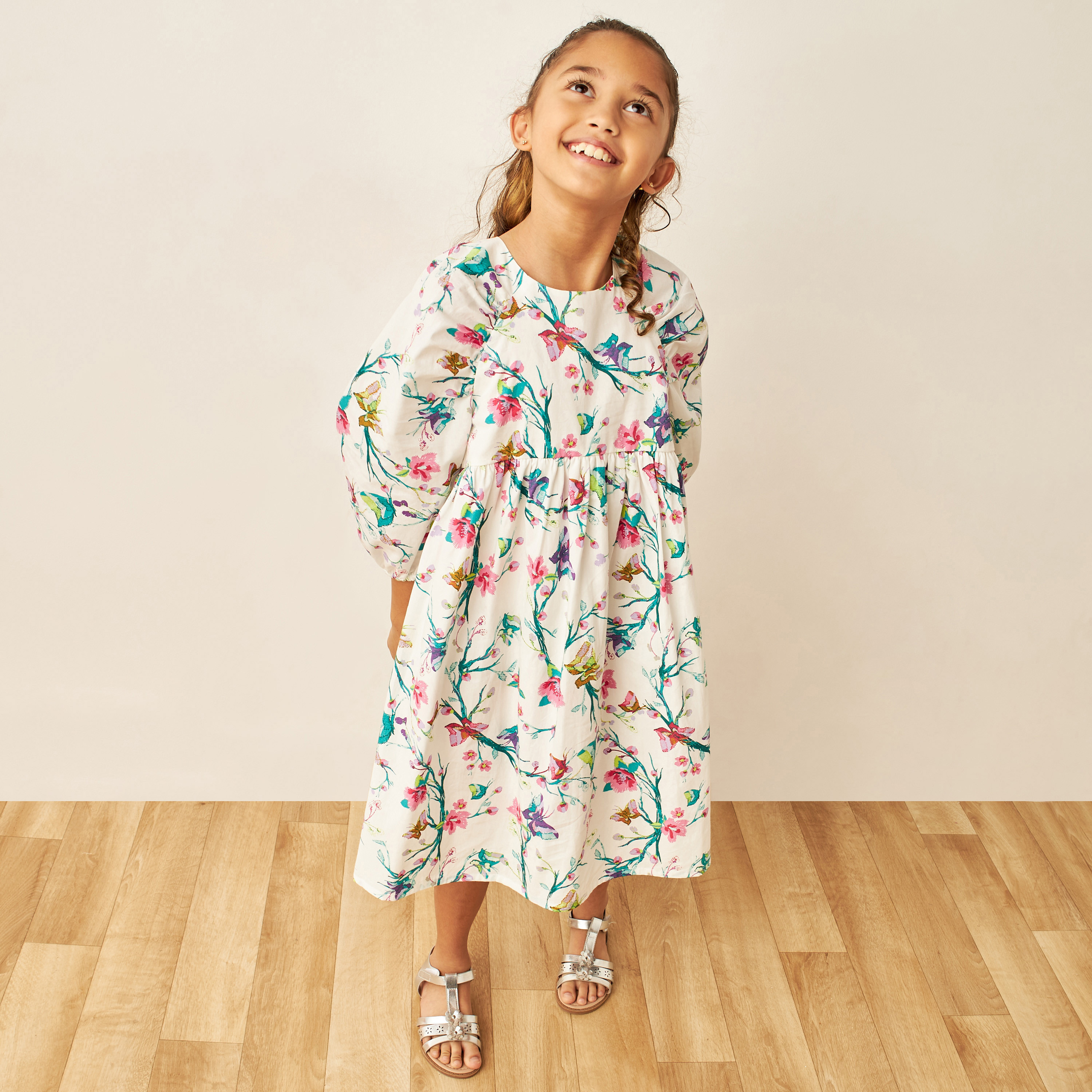 Juniors All-Over Floral Print Dress with Button Closure-girls-clothing-dressesandjumpsuits-image-2
