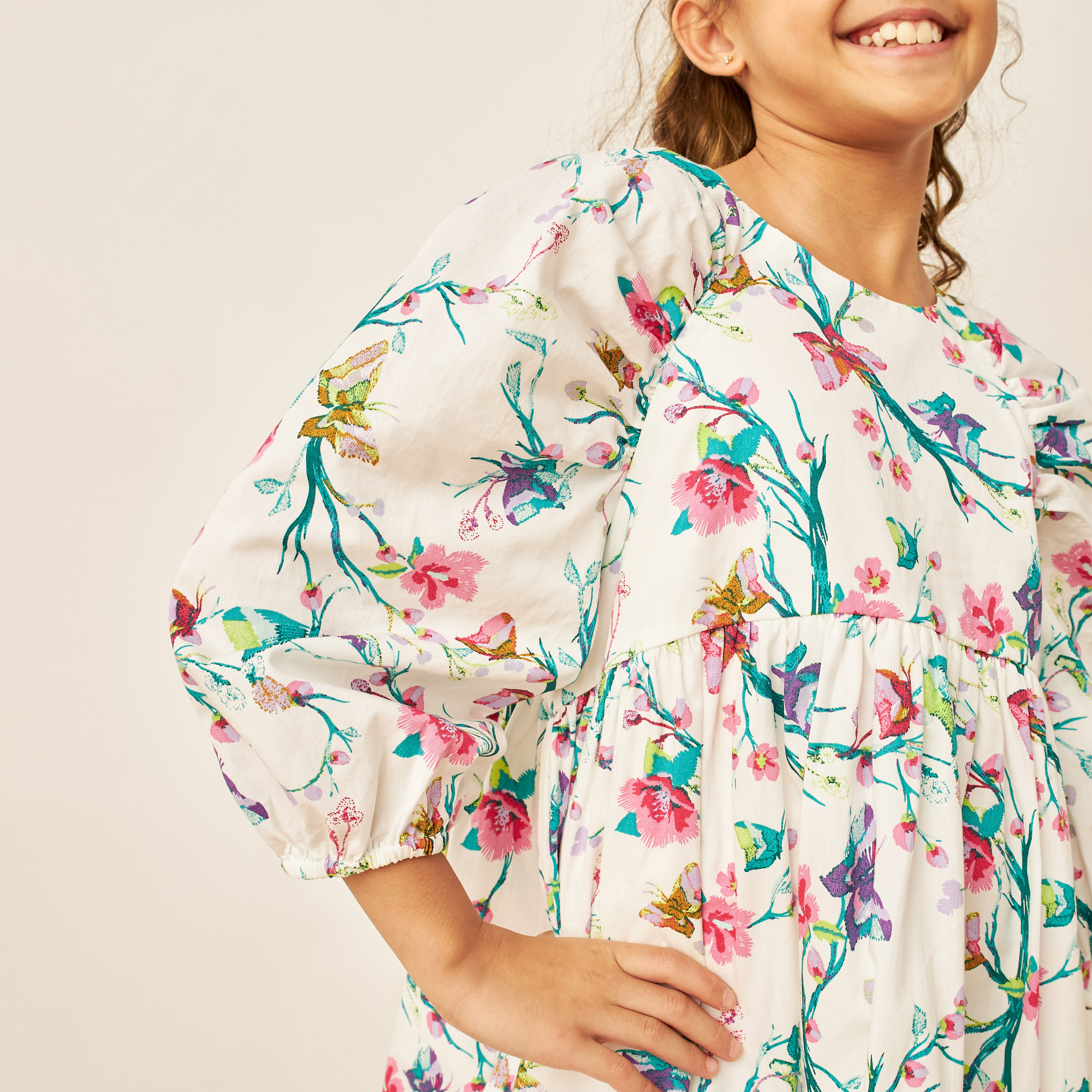 Juniors All-Over Floral Print Dress with Button Closure-girls-clothing-dressesandjumpsuits-image-3