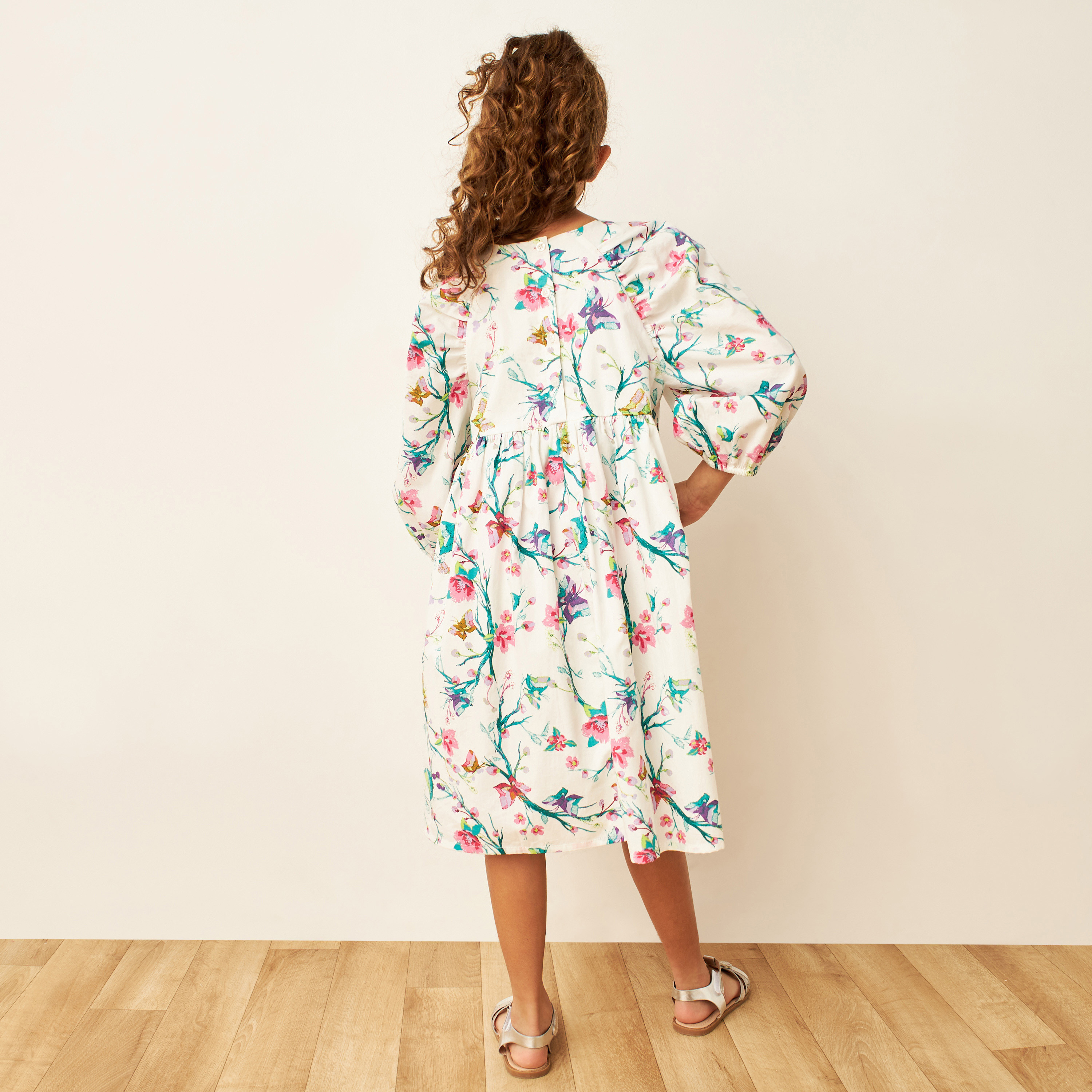 Juniors All-Over Floral Print Dress with Button Closure-girls-clothing-dressesandjumpsuits-image-4