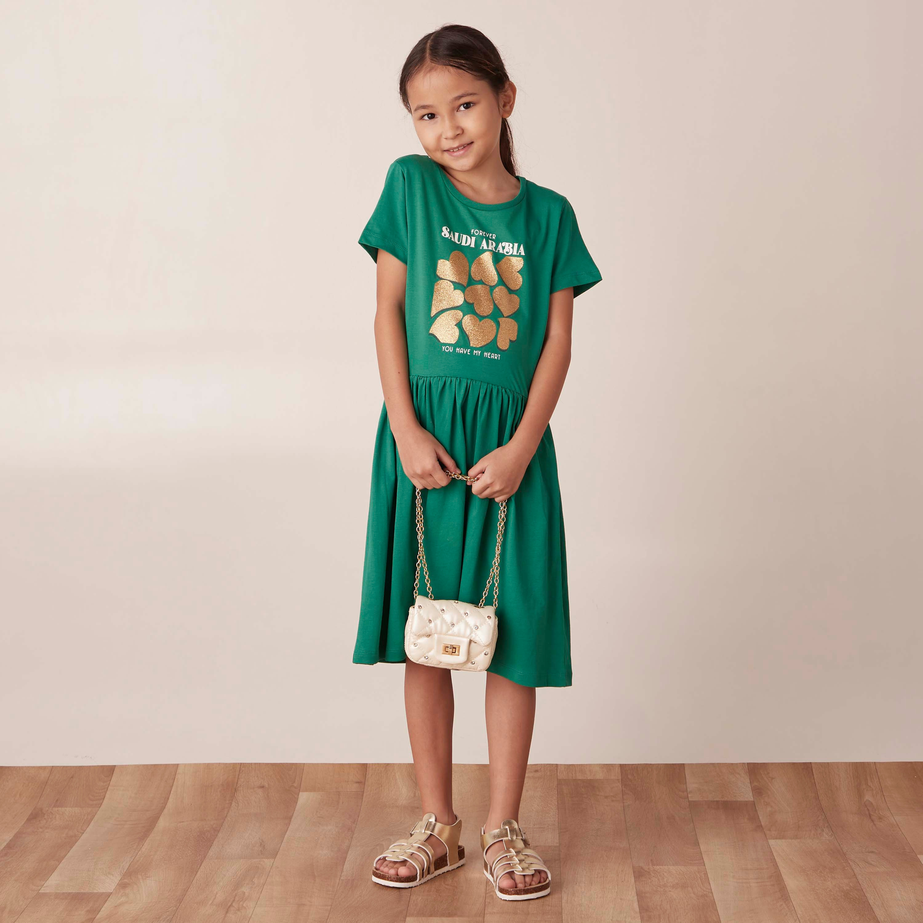 Juniors Saudi Arabia National Day Print Dress-girls-clothing-dressesandjumpsuits-image-1