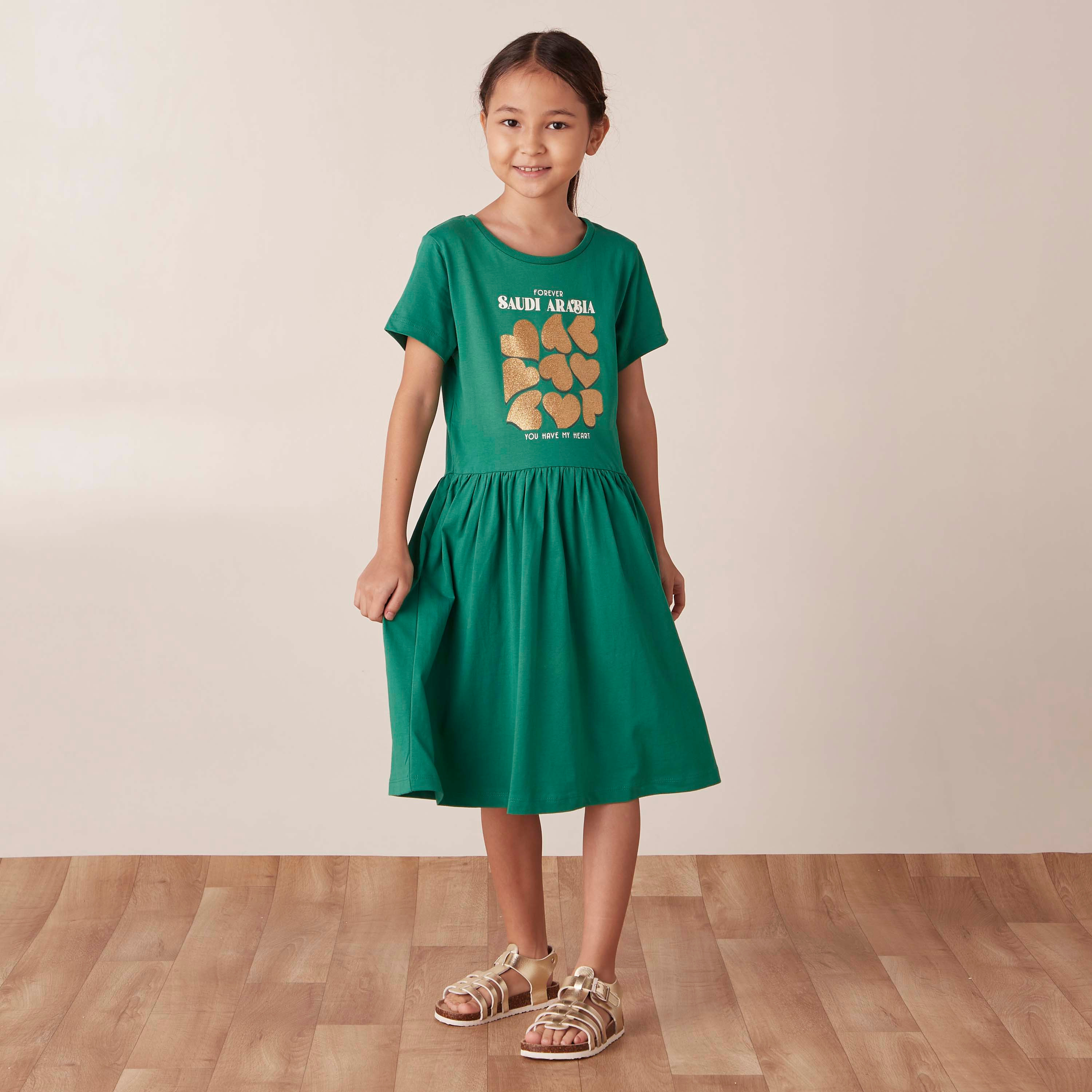 Juniors Saudi Arabia National Day Print Dress-girls-clothing-dressesandjumpsuits-image-2