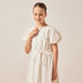 Juniors Schiffli Embroidered A-line Dress with Puff Sleeves and Tie-Up Belt-Dresses%2C Gowns and Frocks-thumbnail-2