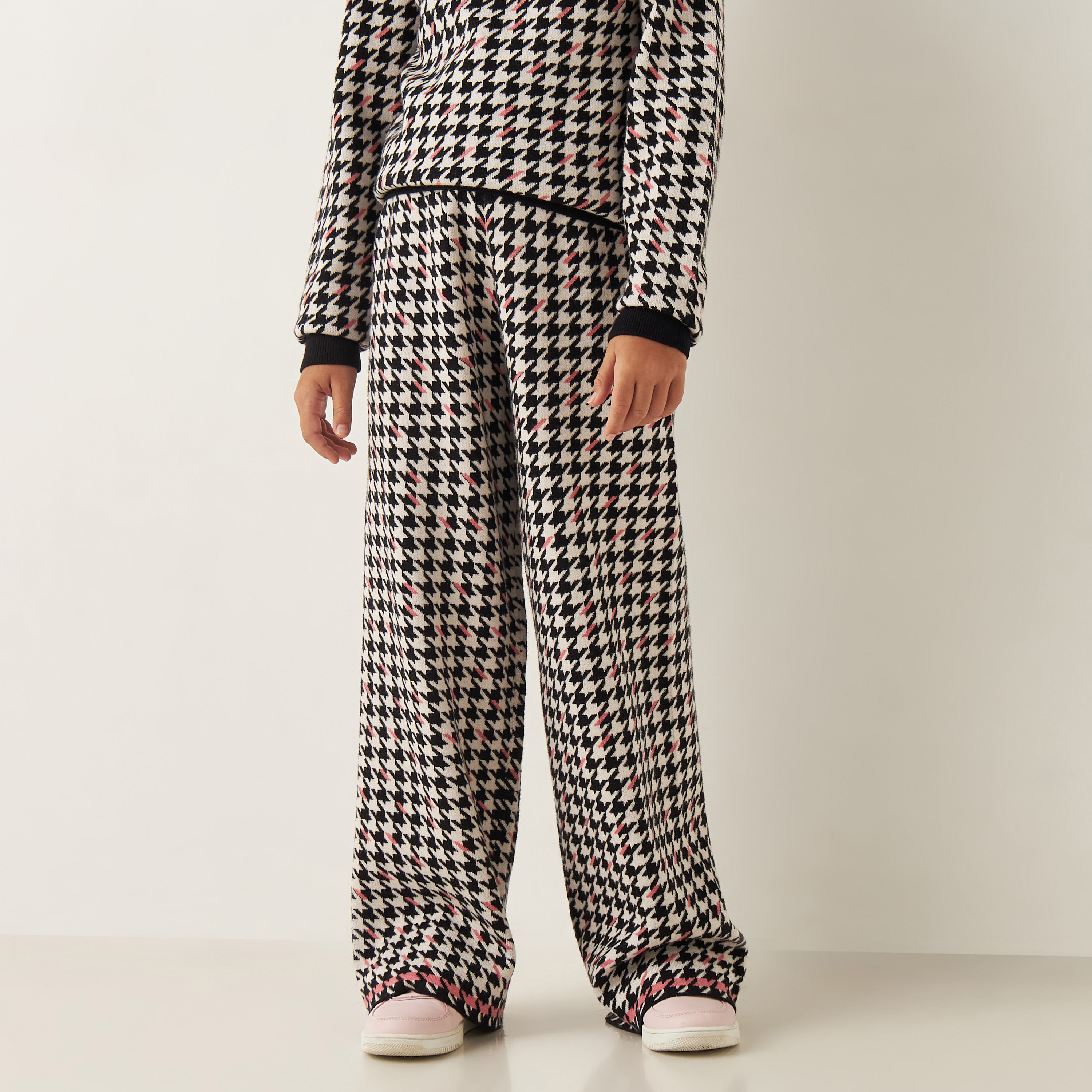 Juniors Houndstooth Print Turtle Neck Sweater and Pants Set-girls-clothing-setsandcoords-image-3