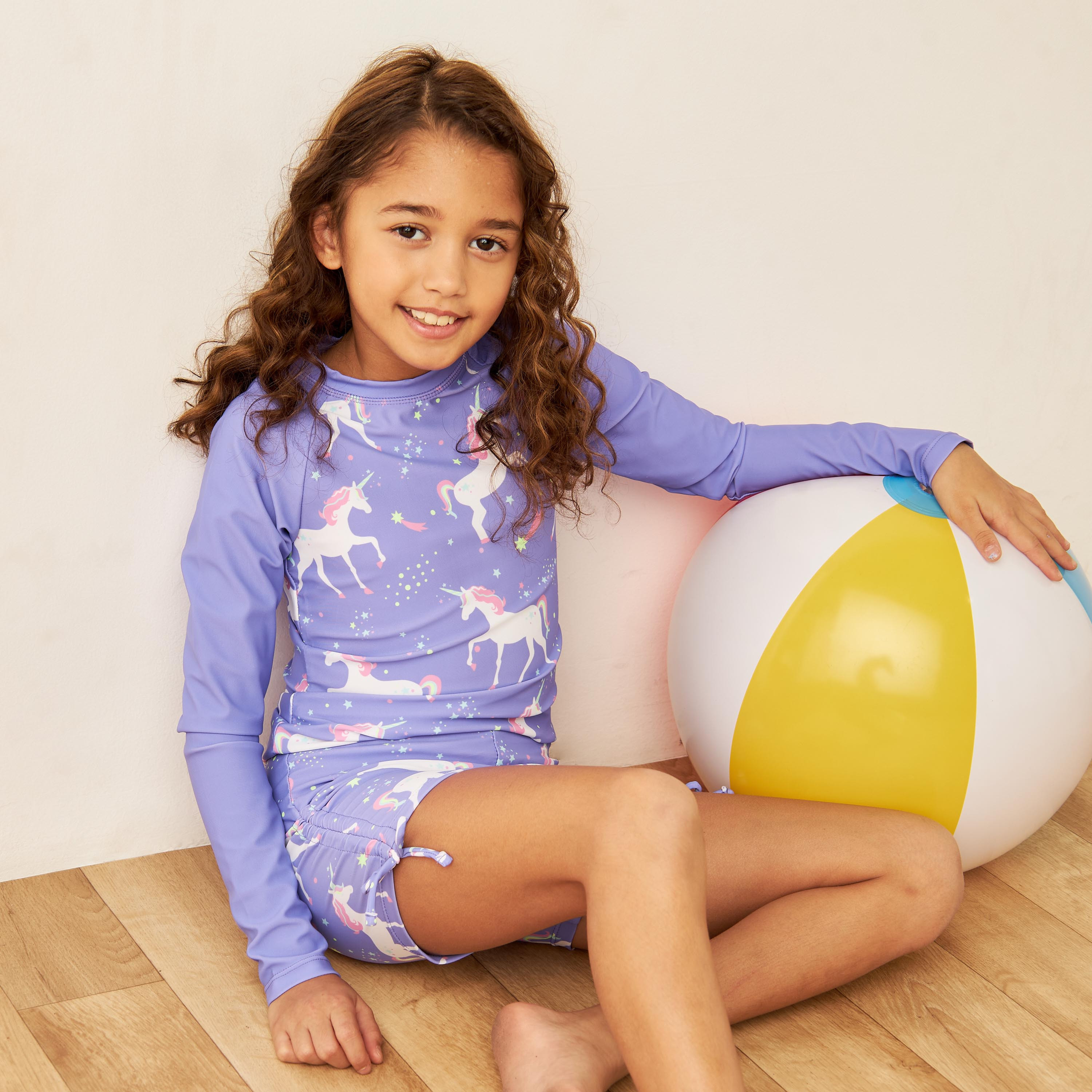 Buy Juniors Unicorn Print Long Sleeves Swim T shirt and Shorts Set Online Mothercare Bahrain