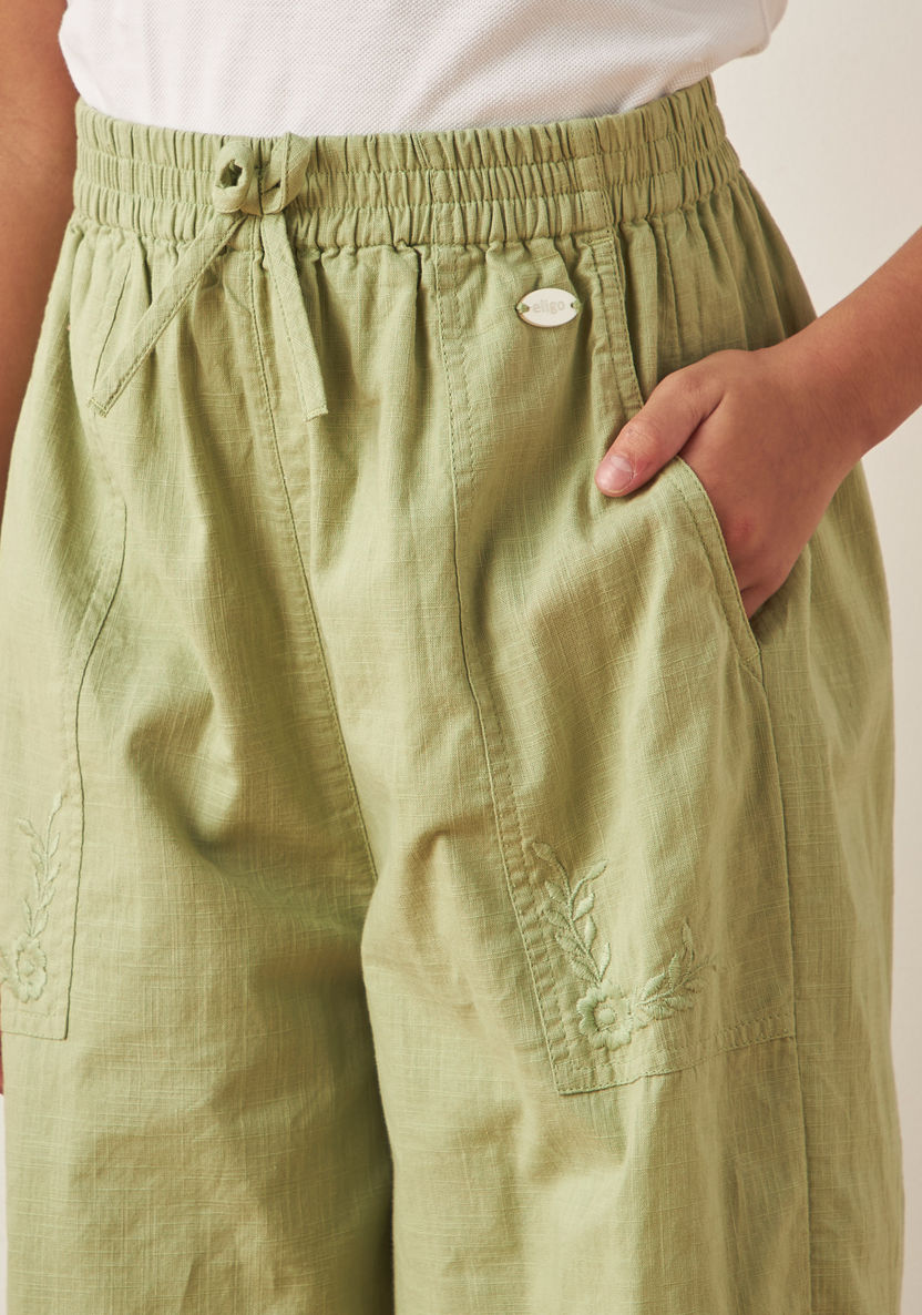 Eligo Embroidered Wide Leg Pants with Pockets and Elasticated Waistband-Pants-image-2