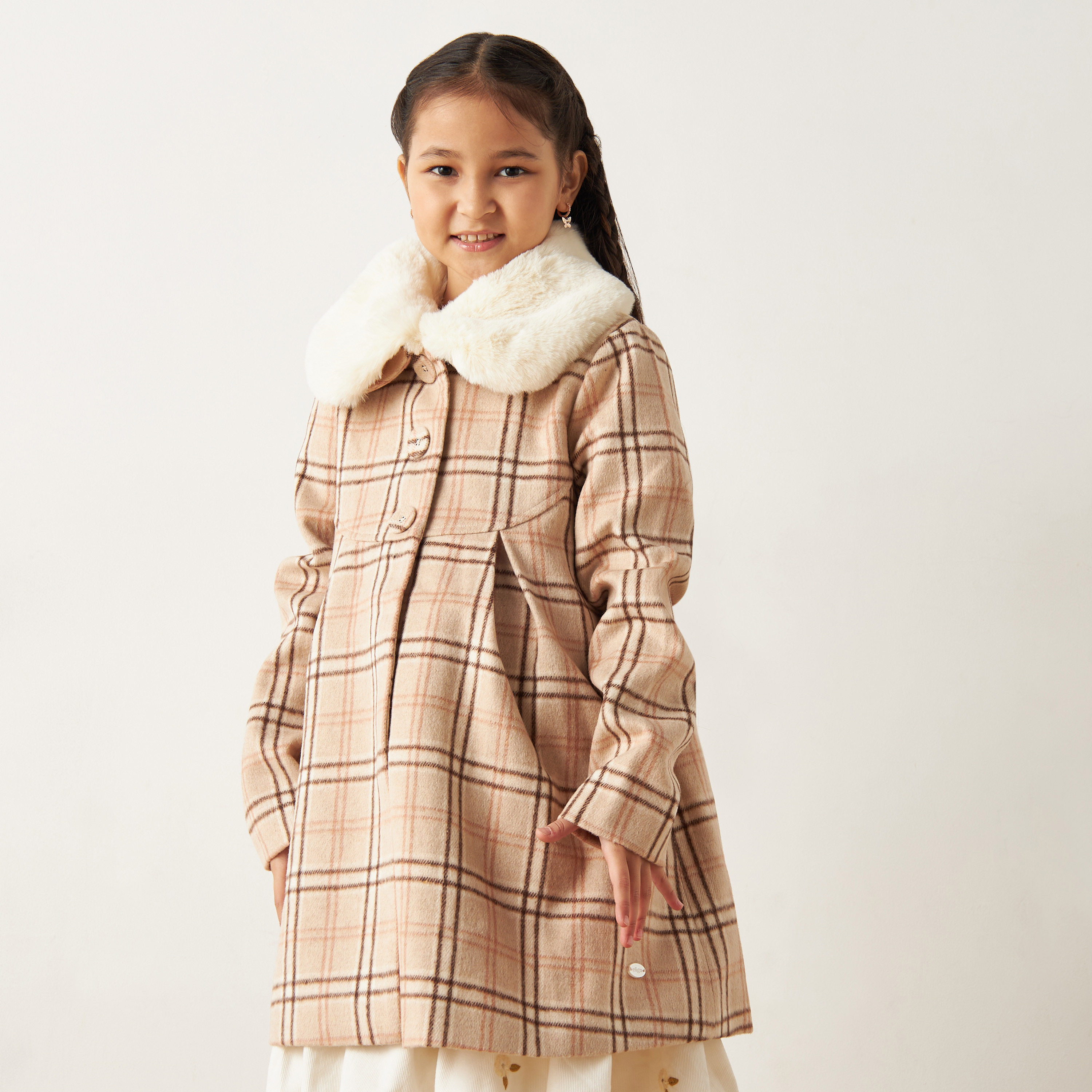 Girls on sale checked coat