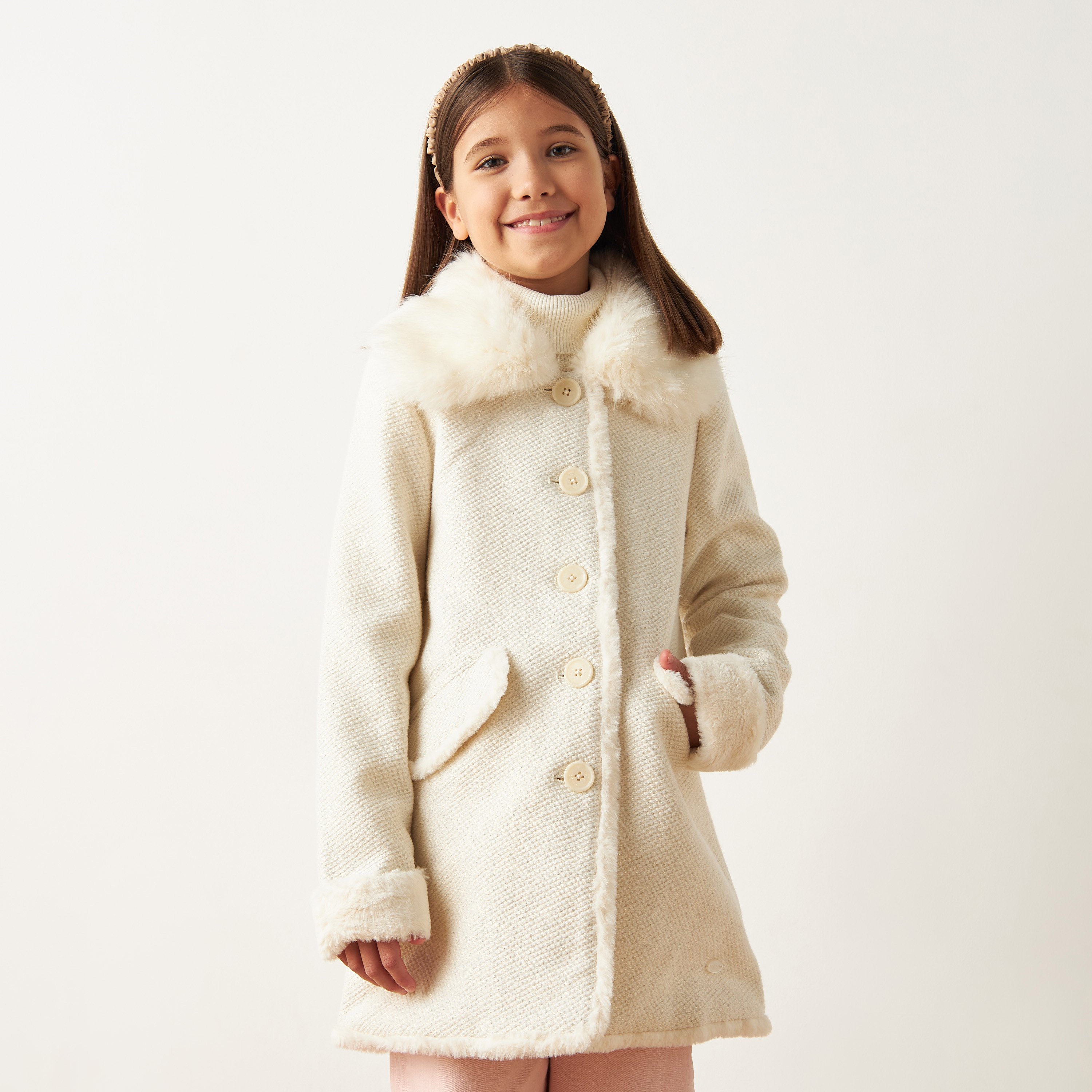 Girls fur hotsell collar coat