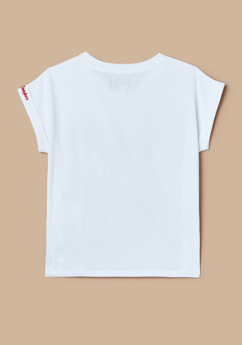 Lee Cooper Printed Crew Neck T-shirt with Extended Sleeves-T Shirts-image-1