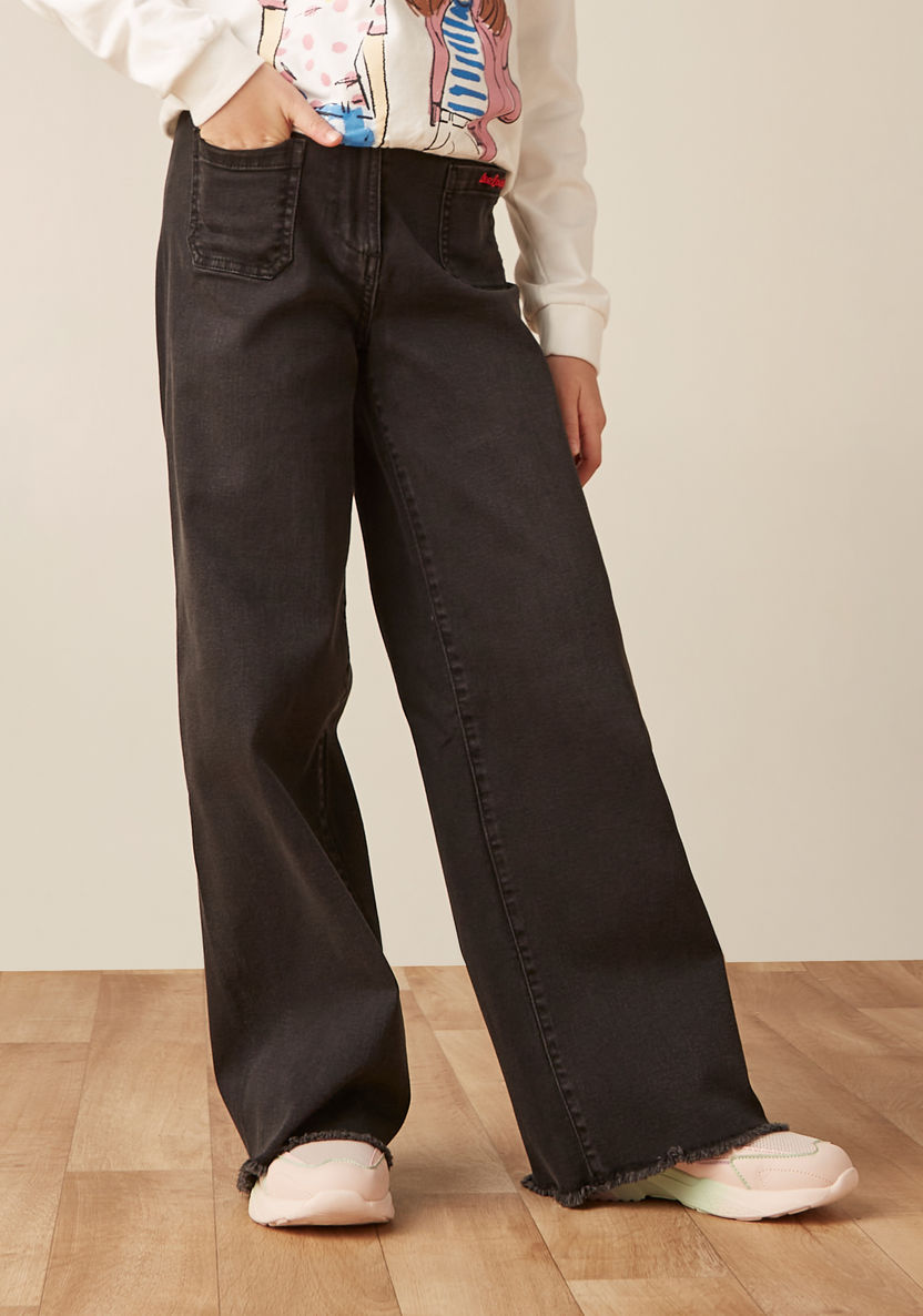 Lee Cooper Solid Wide Leg Jeans with Pockets-Pants-image-0
