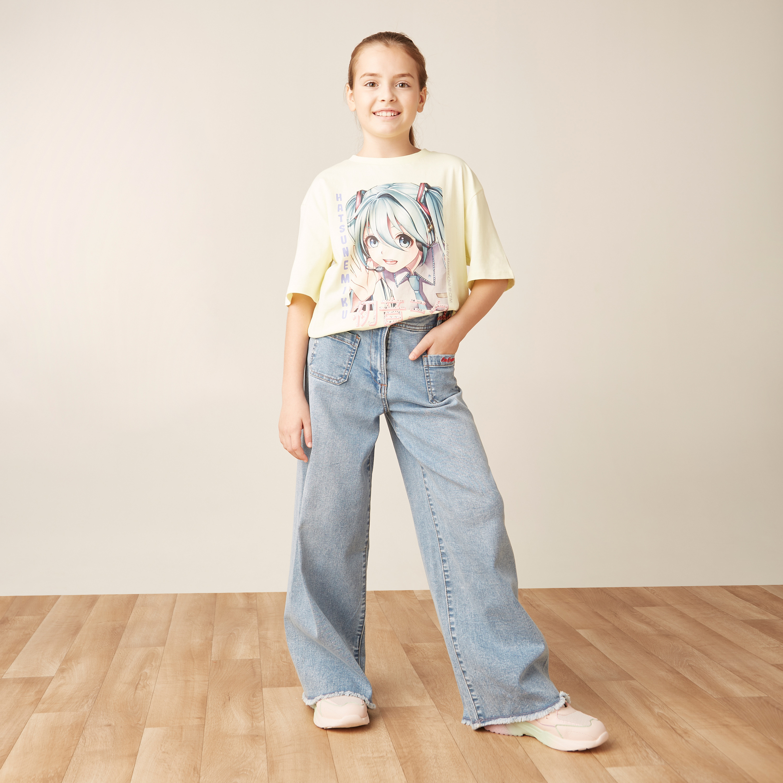 بنطلون جينز واسع الساقين للبنات من لي كوبر-girls-clothing-bottoms-trousers-image-2
