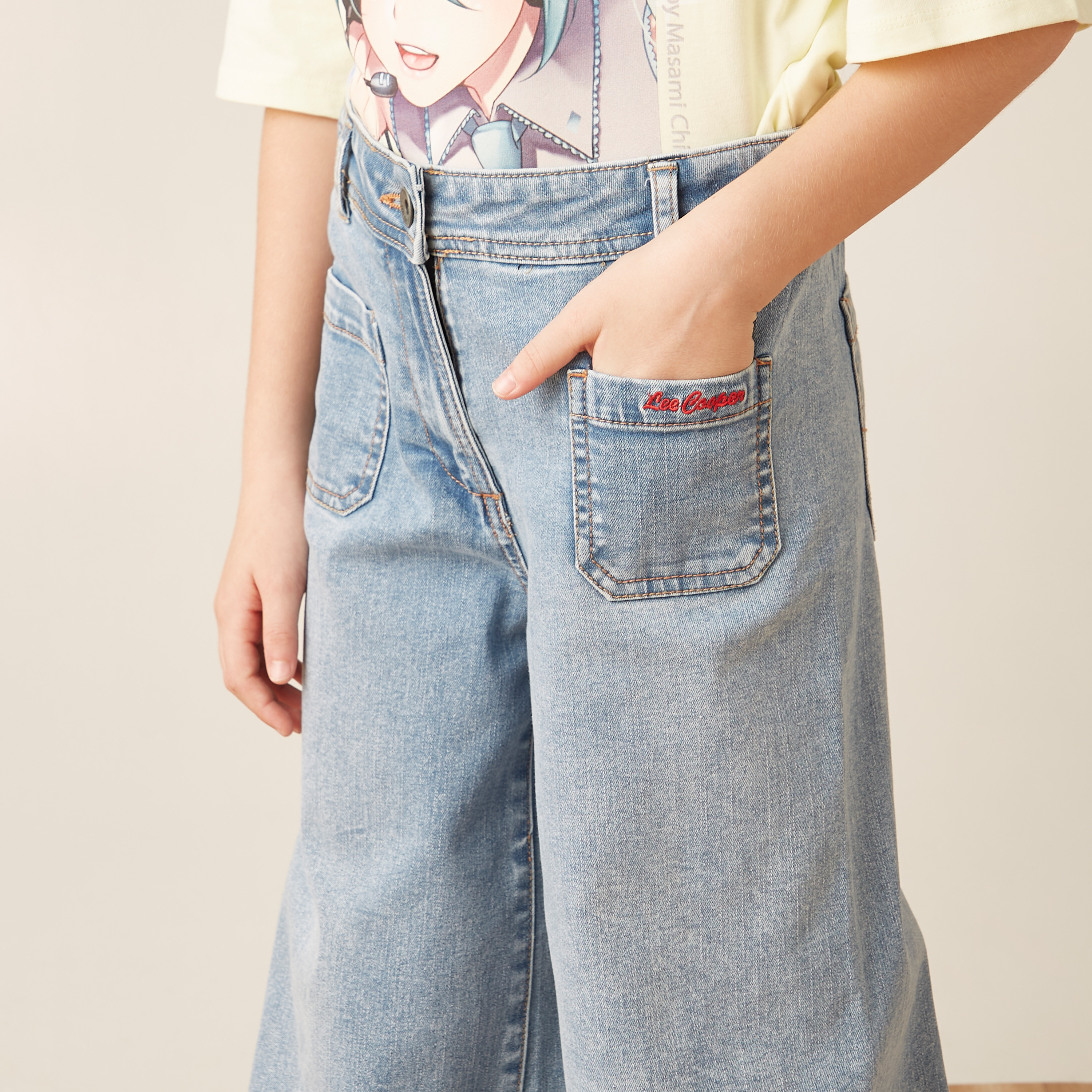 بنطلون جينز واسع الساقين للبنات من لي كوبر-girls-clothing-bottoms-trousers-image-3