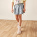 Lee Cooper Solid Pleated Denim Skorts with Button Closure-Skirts-thumbnail-0