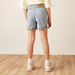 Lee Cooper Solid Pleated Denim Skorts with Button Closure-Skirts-thumbnail-3