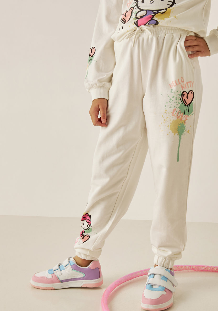 Sanrio Hello Kitty Glitter Print Joggers with Pockets and Drawstring Closure-Joggers-image-1