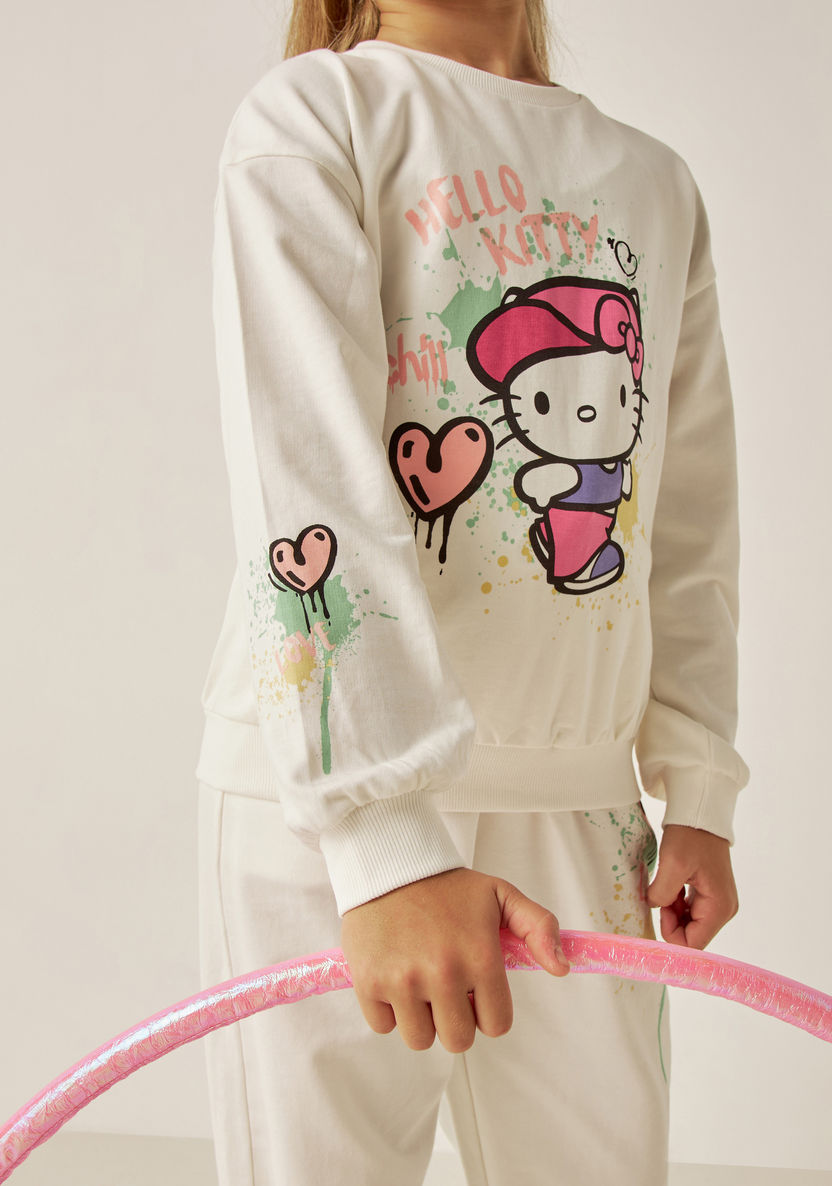 Sanrio Hello Kitty Print Pullover with Drop Shoulder Sleeves-Sweaters and Cardigans-image-2