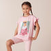 Barbie Print T-shirt with Crew Neck and Extended Sleeves-T Shirts-thumbnailMobile-1
