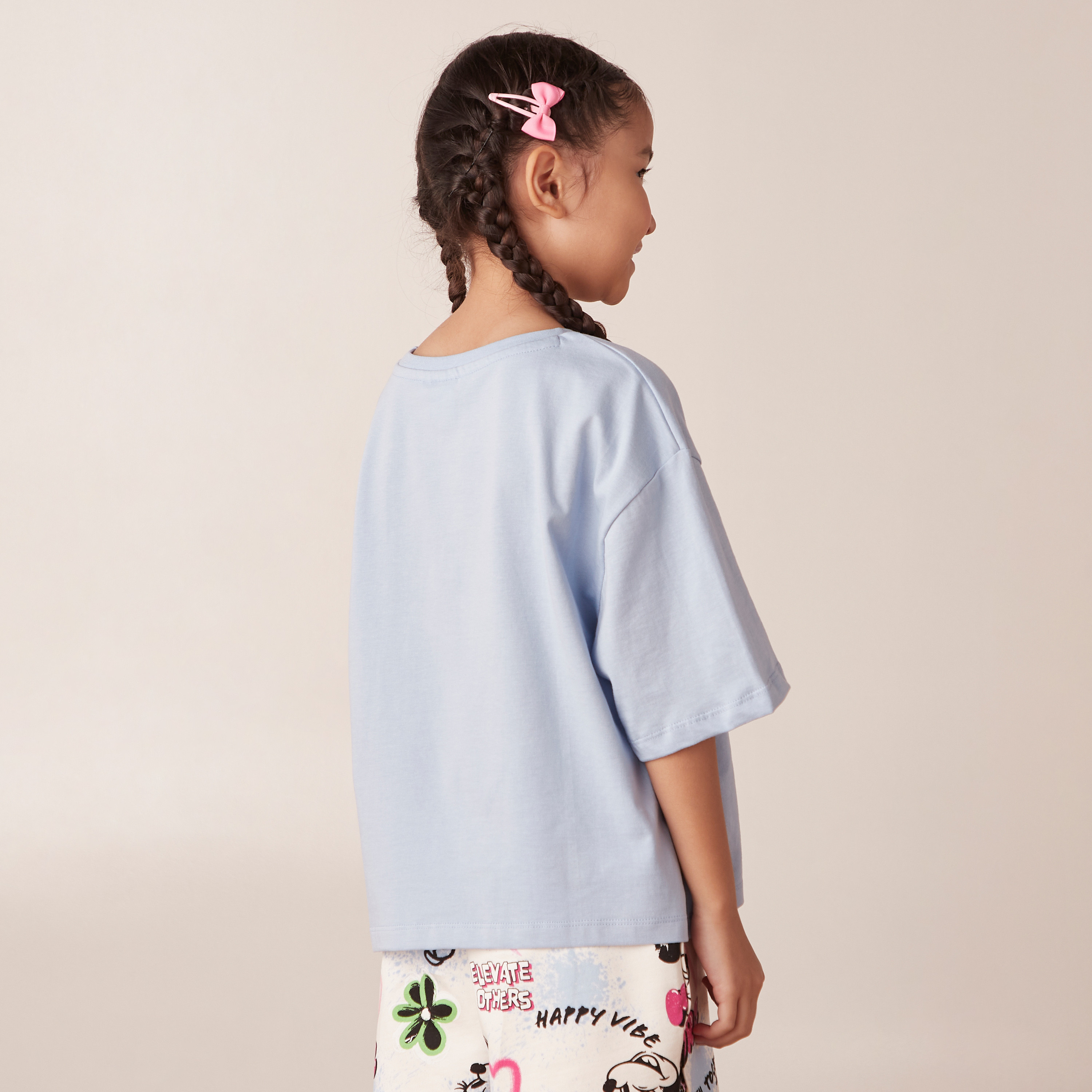 Disney Minnie Mouse Print Crew Neck T-shirt with Short Sleeves-girls-clothing-tshirts-image-4