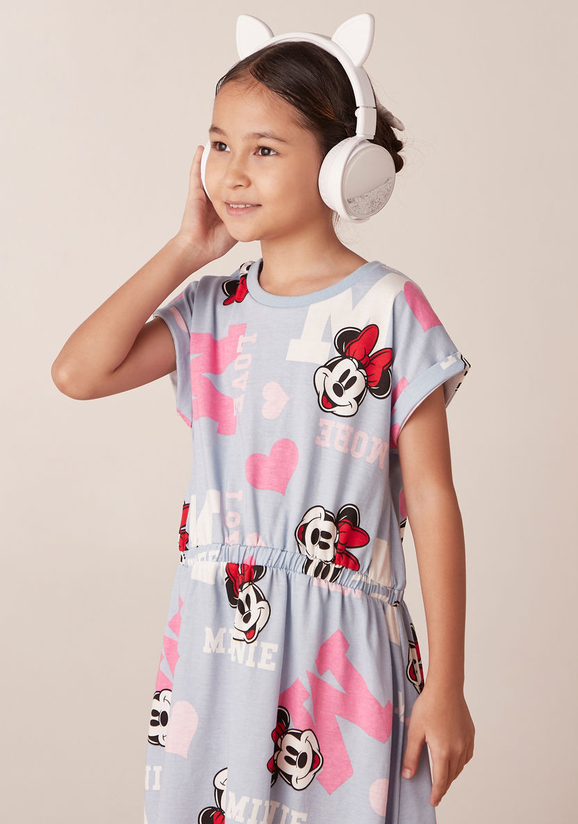Disney All-Over Minnie Mouse Print Dress with Short Sleeves-Dresses%2C Gowns and Frocks-image-2