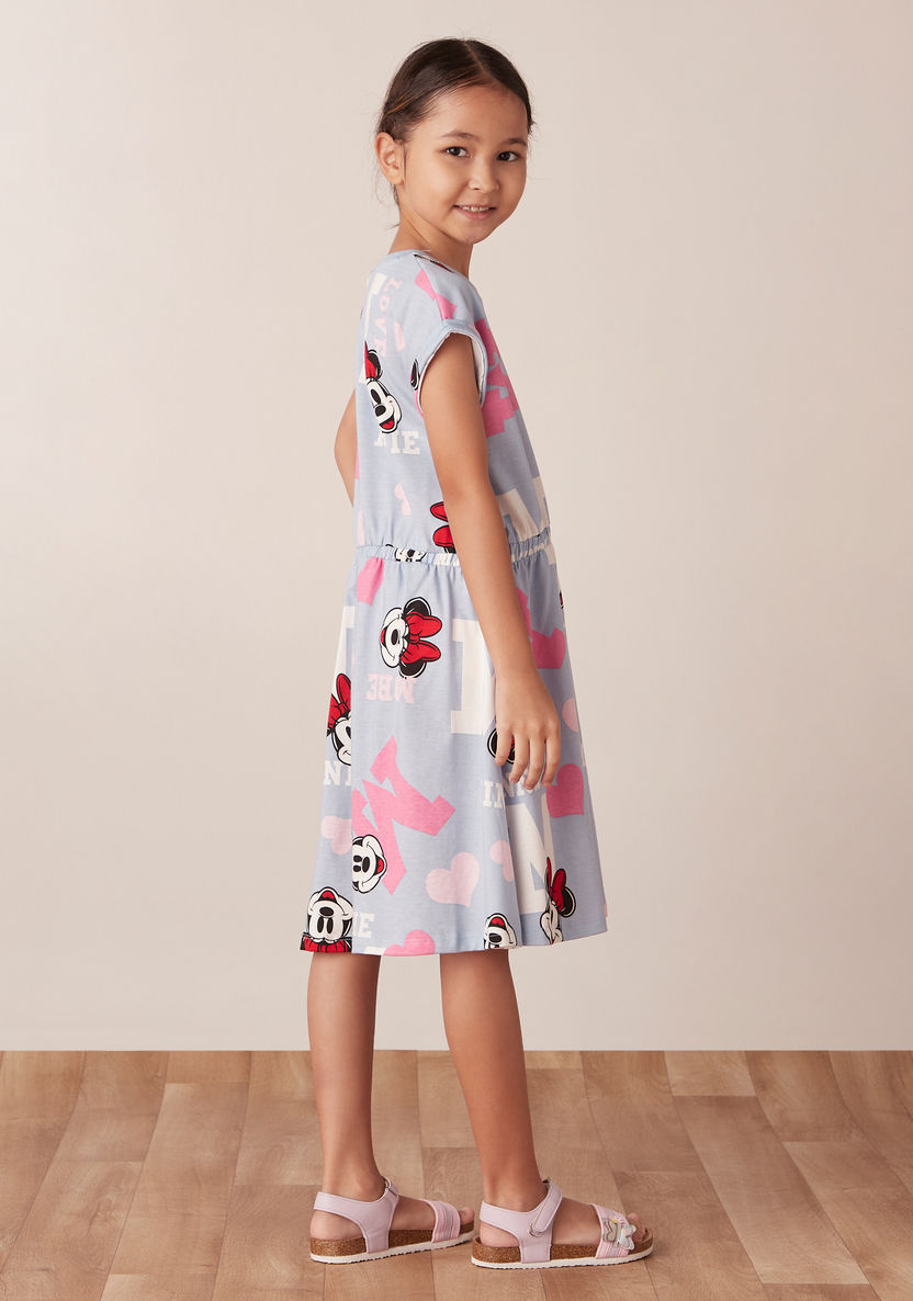 Disney All-Over Minnie Mouse Print Dress with Short Sleeves-Dresses%2C Gowns and Frocks-image-3