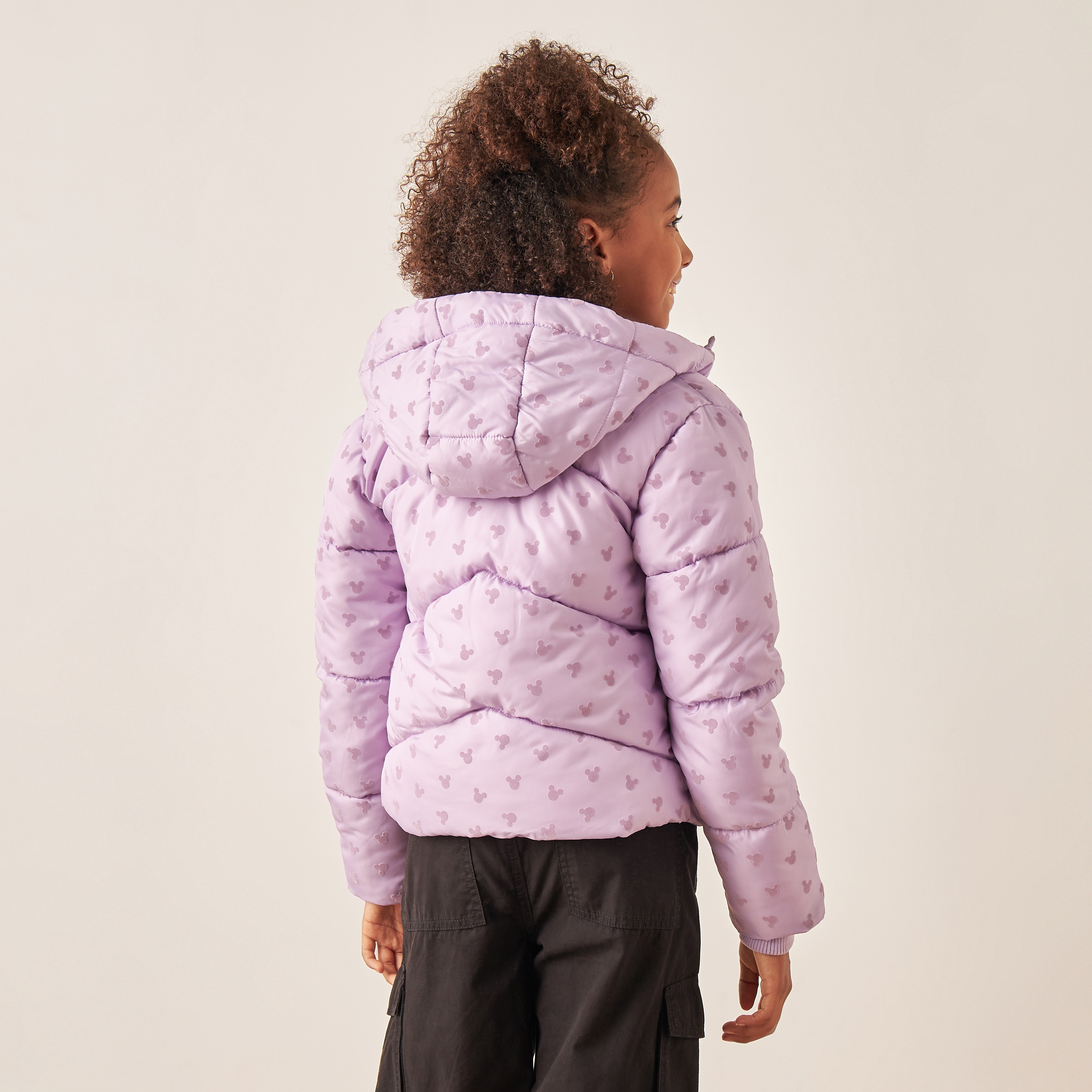 جاكيت بأكمام طويلة وقبعة وسحاب إغلاق بطبعات من ديزني-girls-clothing-winterwear-jacketsandcoats-image-4