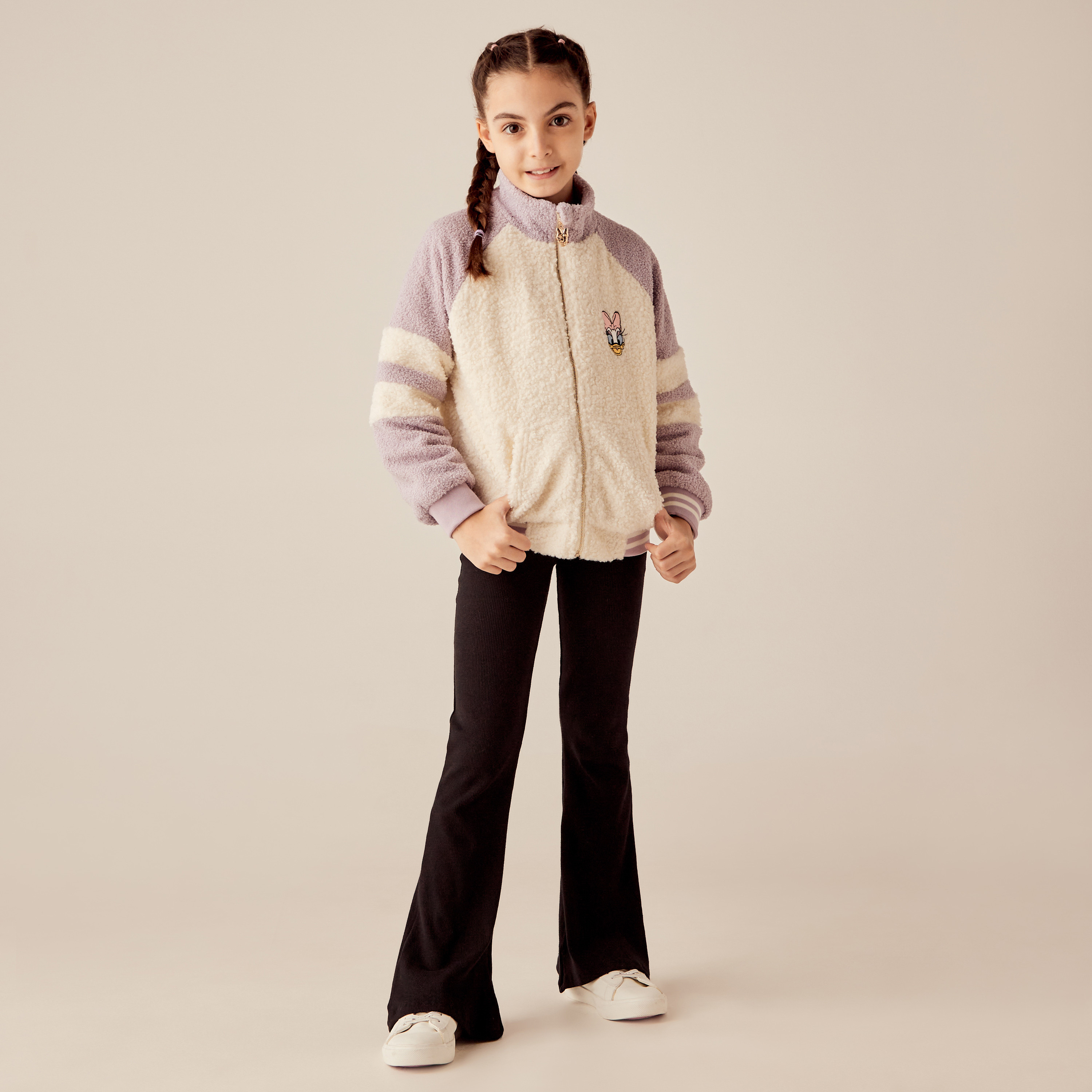 جاكيت بياقة مرتفعة وجيوب وتصميم ديزي داك من ديزني-girls-clothing-winterwear-jacketsandcoats-image-2