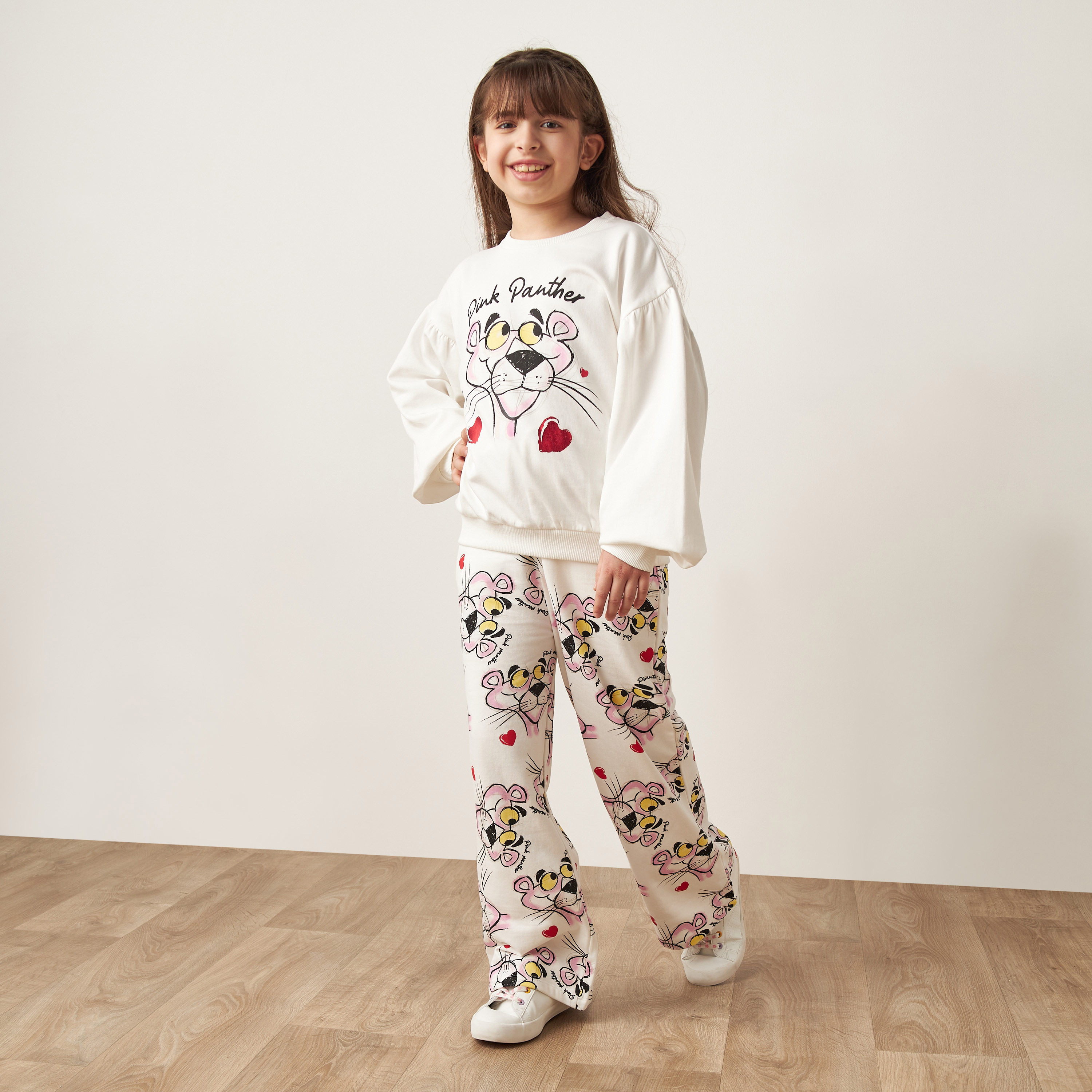 Buy Pink Panther Print Sweatshirt and Pants Set Online Babyshop UAE