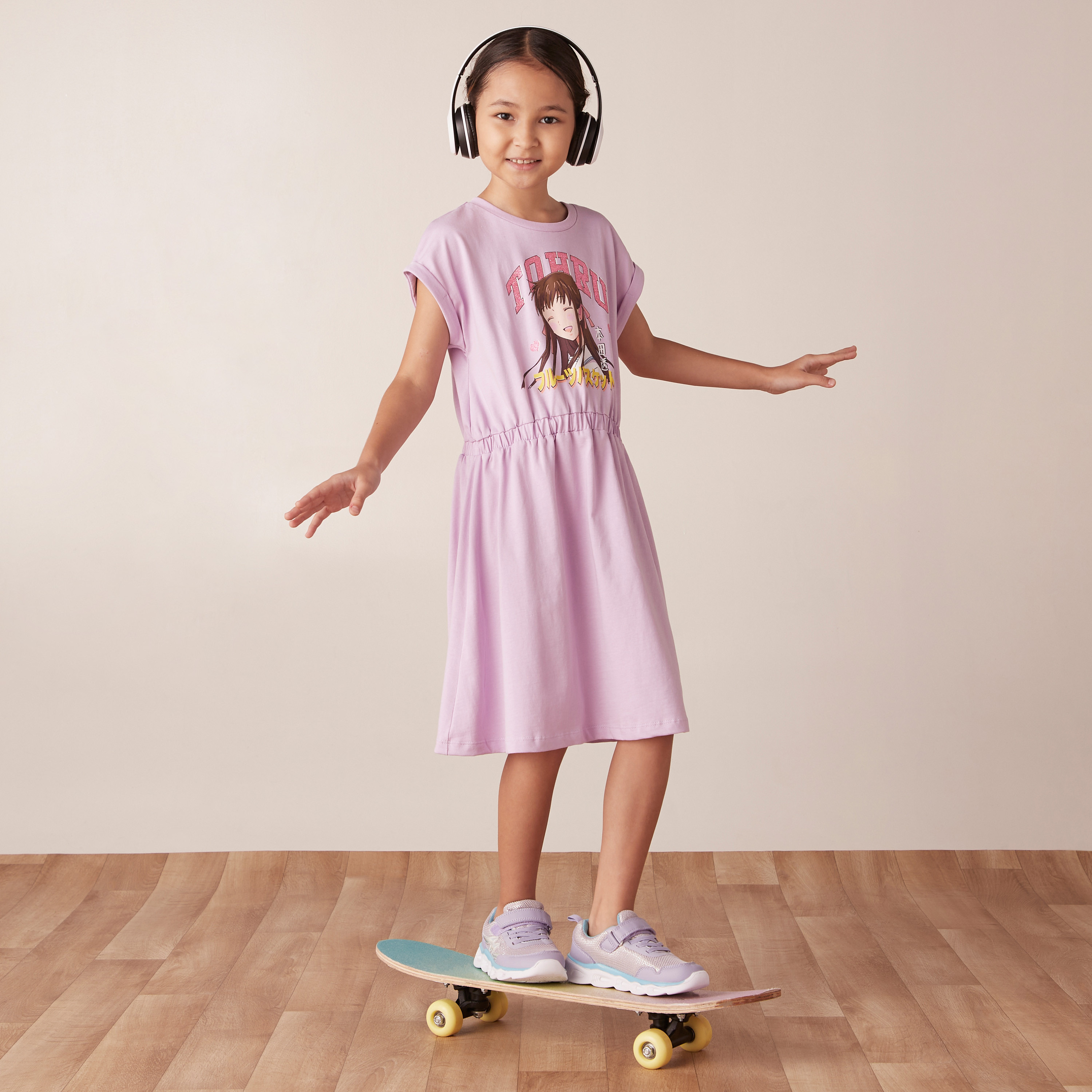 TV Tokyo Tohru Honda Print Dress with Short Sleeves-girls-clothing-dressesandjumpsuits-image-1
