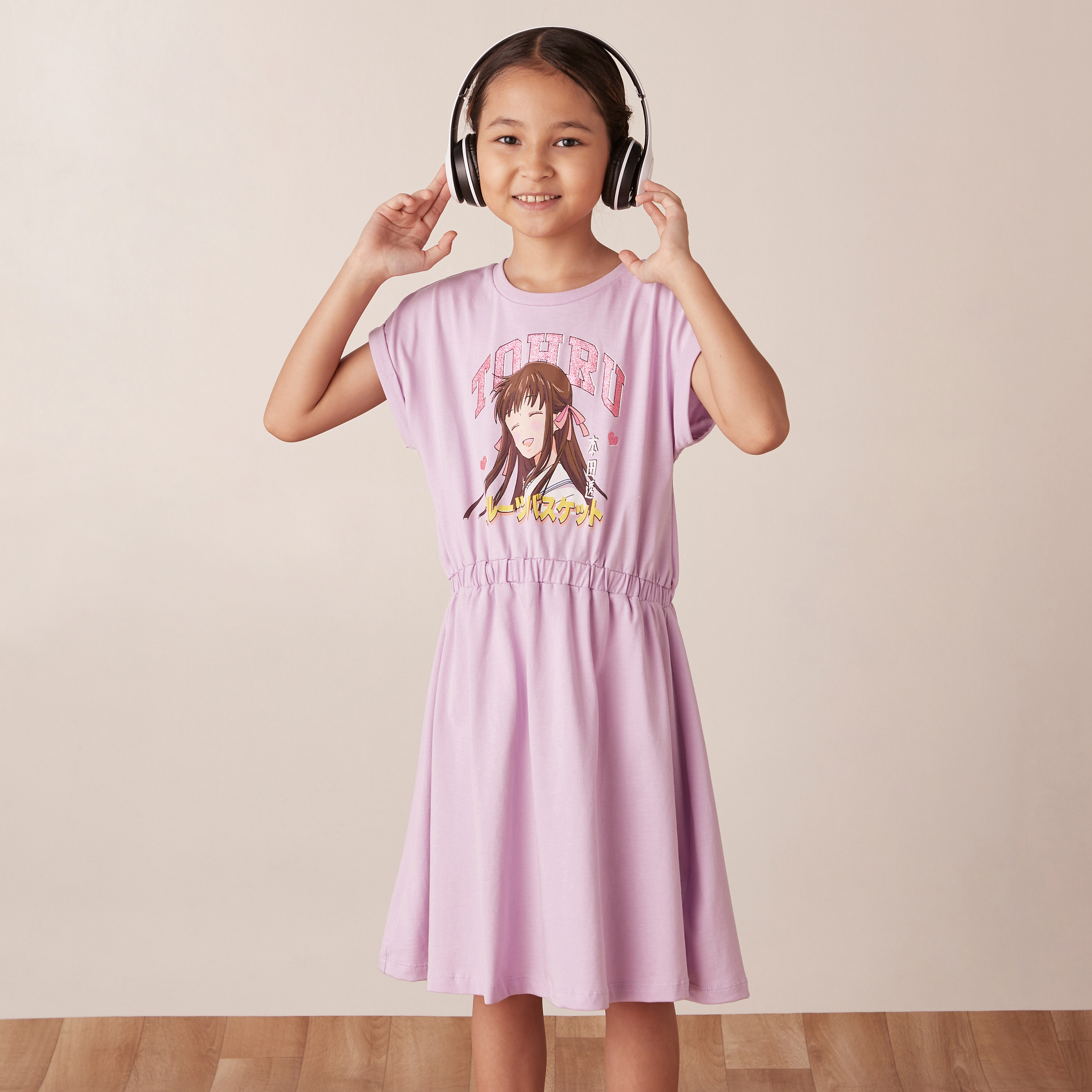 TV Tokyo Tohru Honda Print Dress with Short Sleeves-girls-clothing-dressesandjumpsuits-image-2